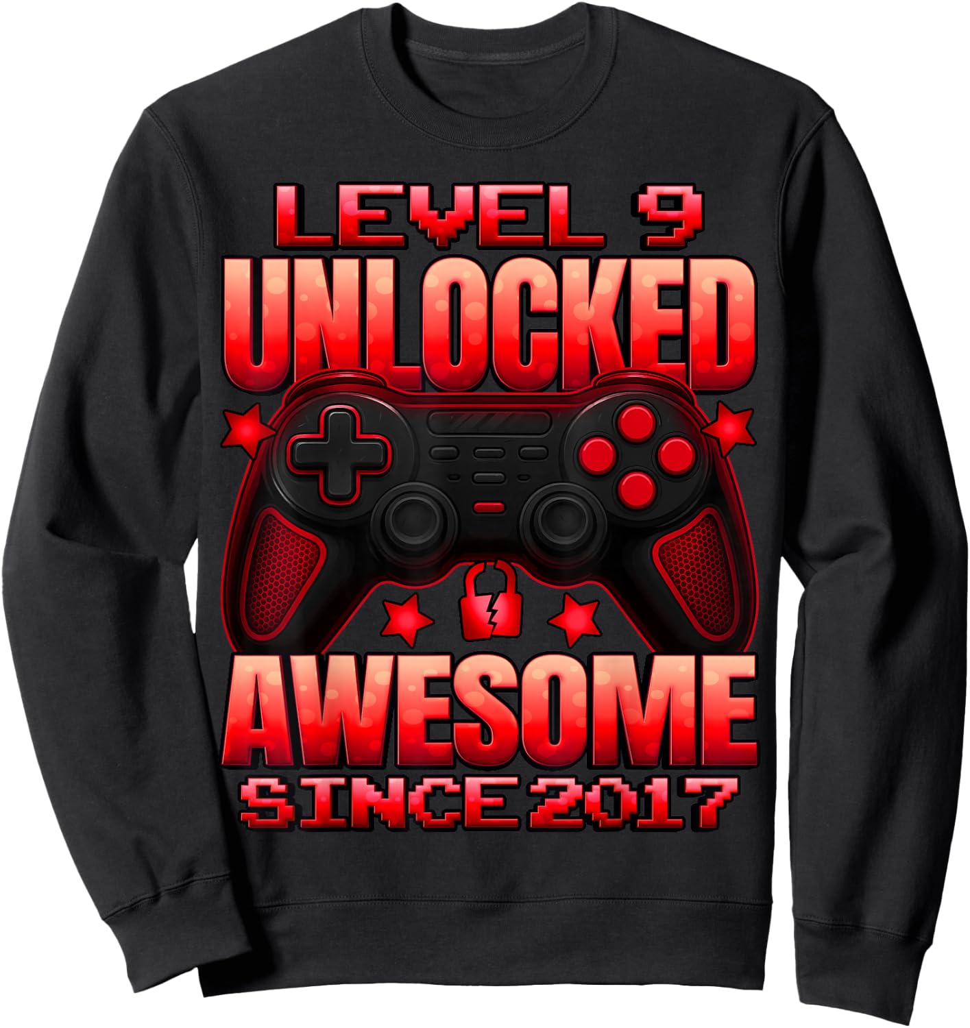 Level 9 Unlocked 9 Year Old Gifts for Boys 9th Birthday Boy Sweatshirt - Sweatshirt | Black