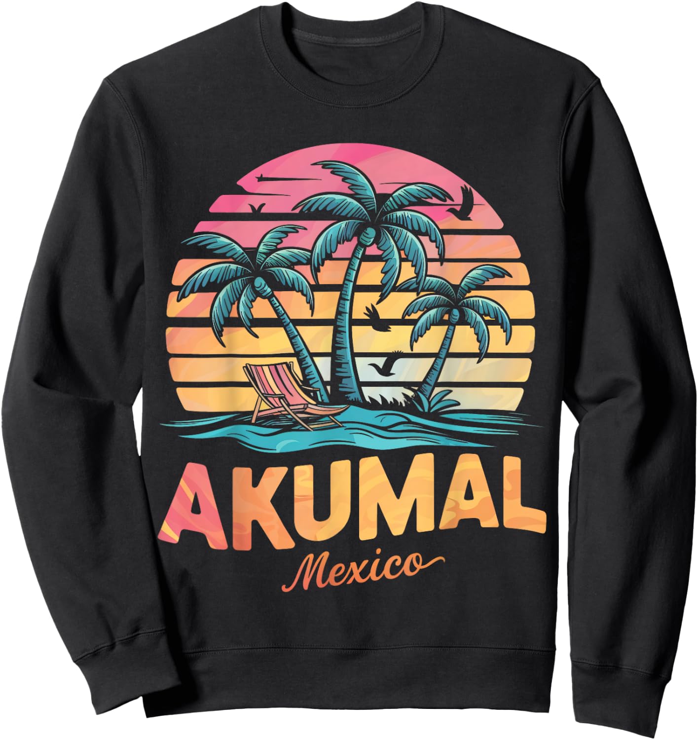 Akumal Mexico Tropical Sunset beach Souvenir Vacation Women Kids Sweatshirt - Sweatshirt | Black