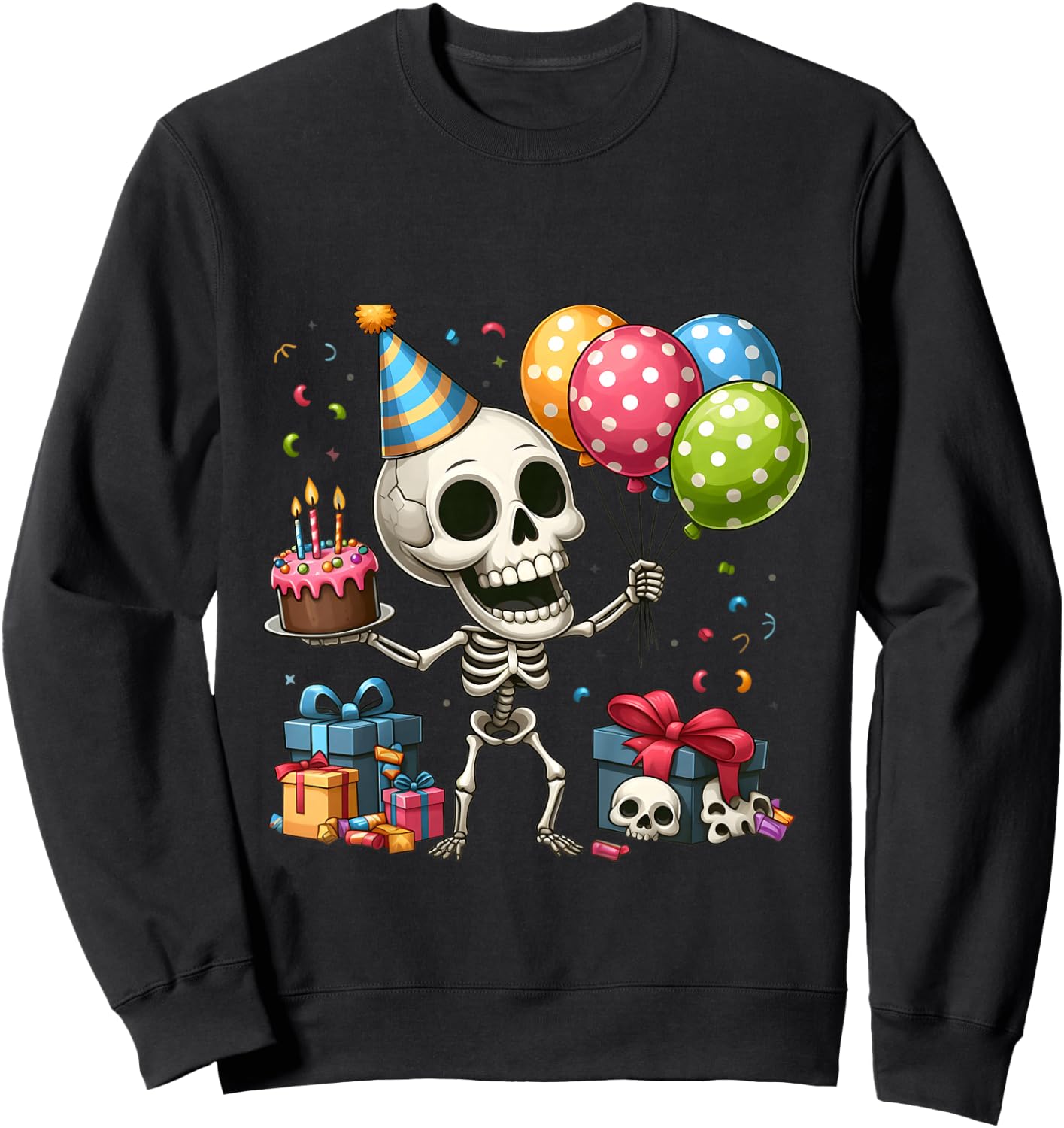 Kids Its My Birthday Party Halloween Skeleton Birthday Toddler Sweatshirt - Sweatshirt | Black