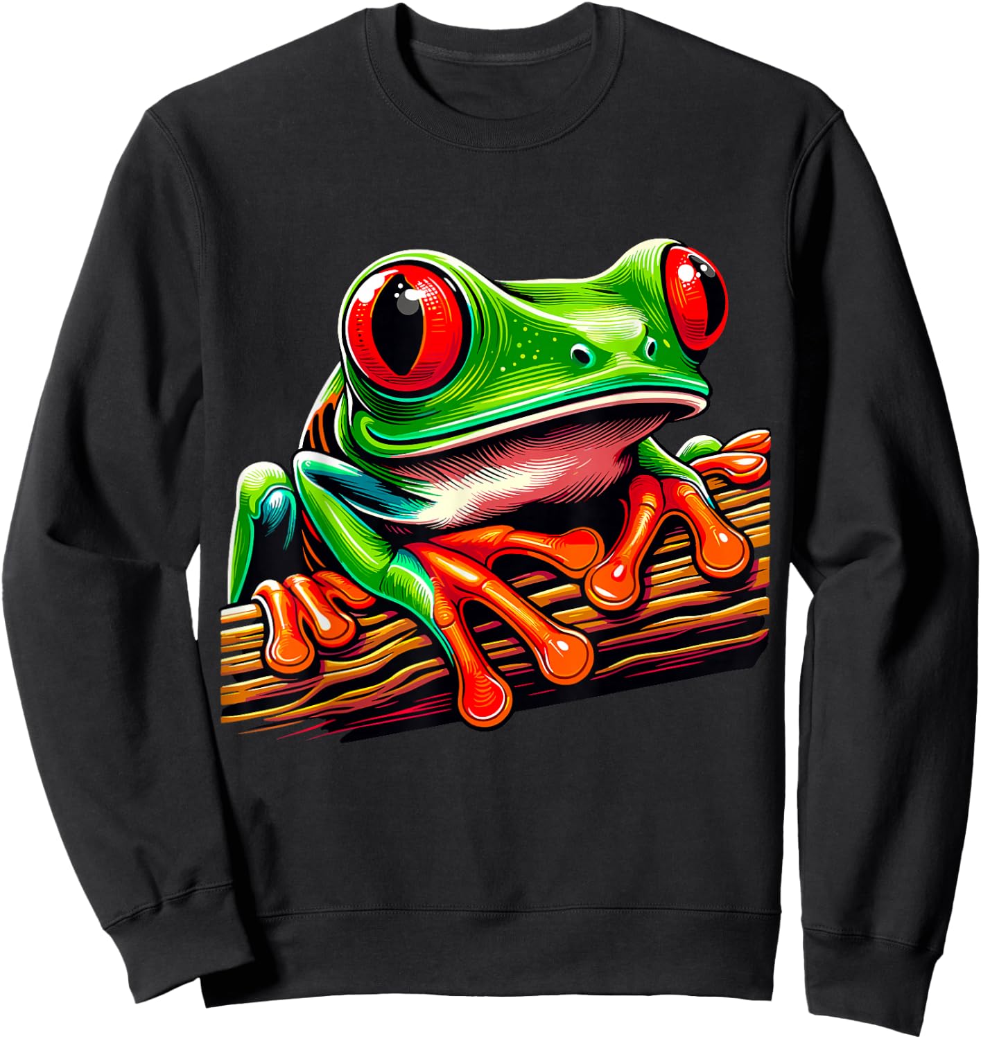 Humorous Frog lover Gifts Green Body Tree Frog Red Eyed Tree Frog Rainforest Amphibian Sweatshirt - Sweatshirt | Black