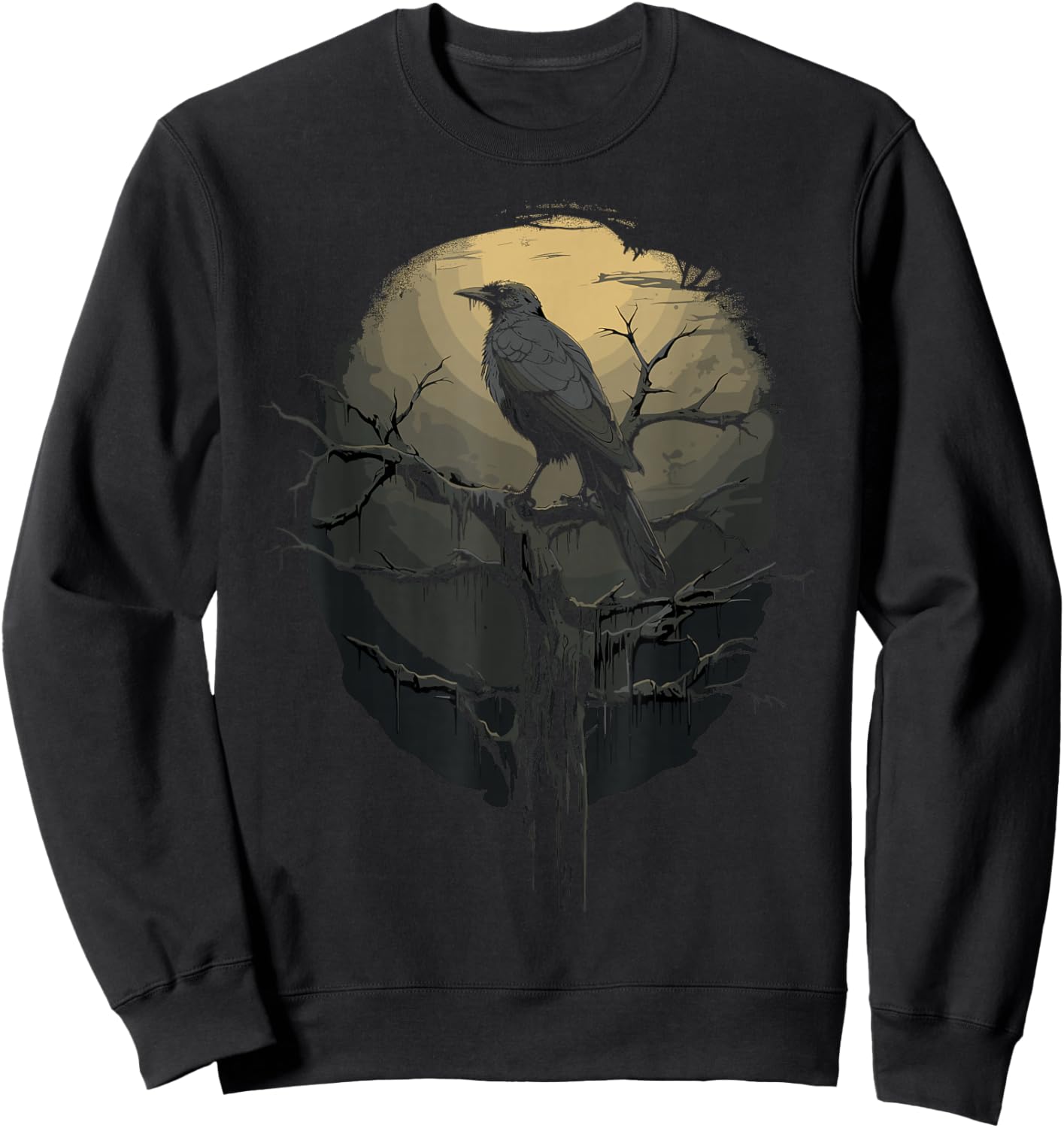 Beautiful Black Crow Raven Bird Silhouette Sweatshirt - Sweatshirt | Black