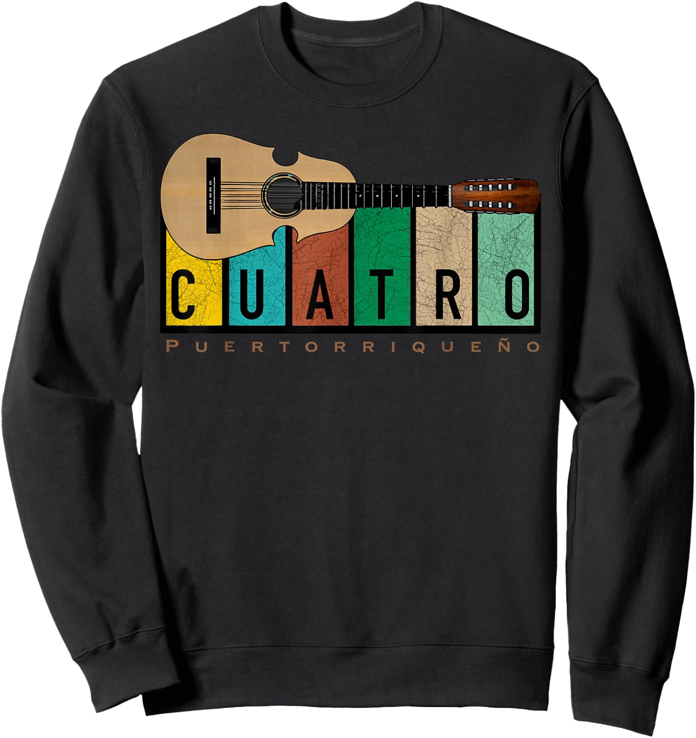 Puerto Rican Cuatro Boricua Guitar Sweatshirt - Sweatshirt | Black