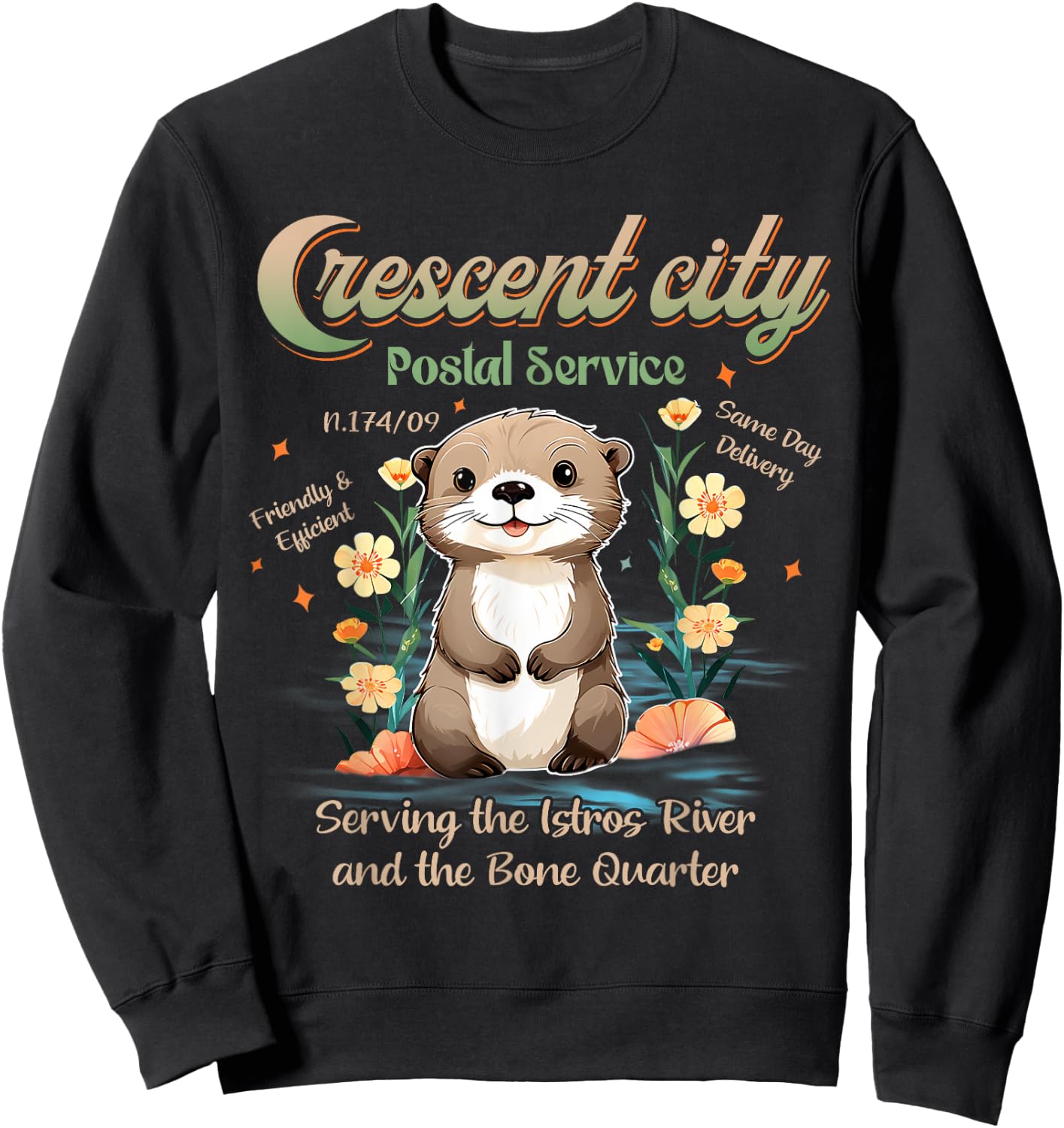 Crescent City Messenger Otter Crescent City Gift Sweatshirt - Sweatshirt | Black