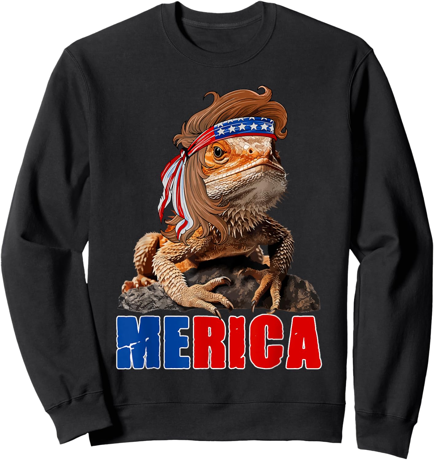Merica Bearded Dragon USA Flag Independence Day 4th Of July Kids Men Sweatshirt - Sweatshirt | Black