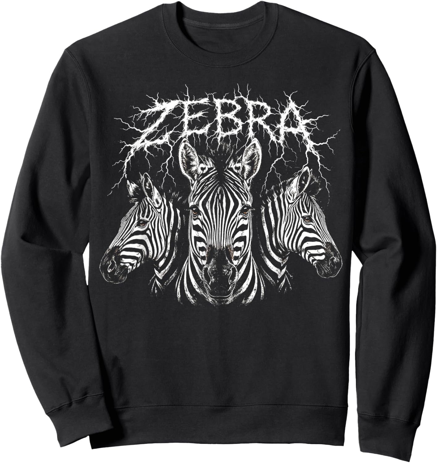 Zebra Heavy Metal 80s Animal Rock Music Concert Rock N Roll Sweatshirt - Sweatshirt | Black