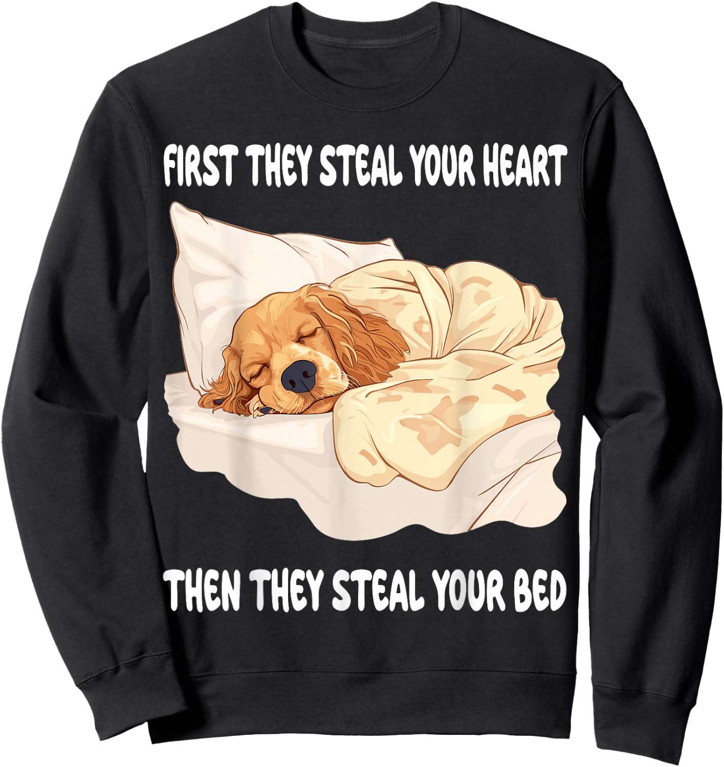 Cocker Spaniel Sleeping Pajamas Nightgown Sweatshirt - Sweatshirt | Black
