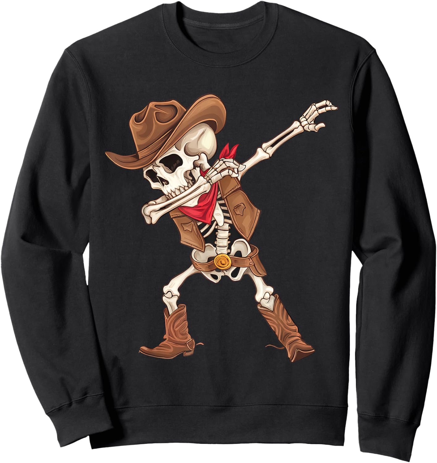 Dabbing Skeleton Cowboy Halloween Costume Boys Kids Sweatshirt - Sweatshirt | Black