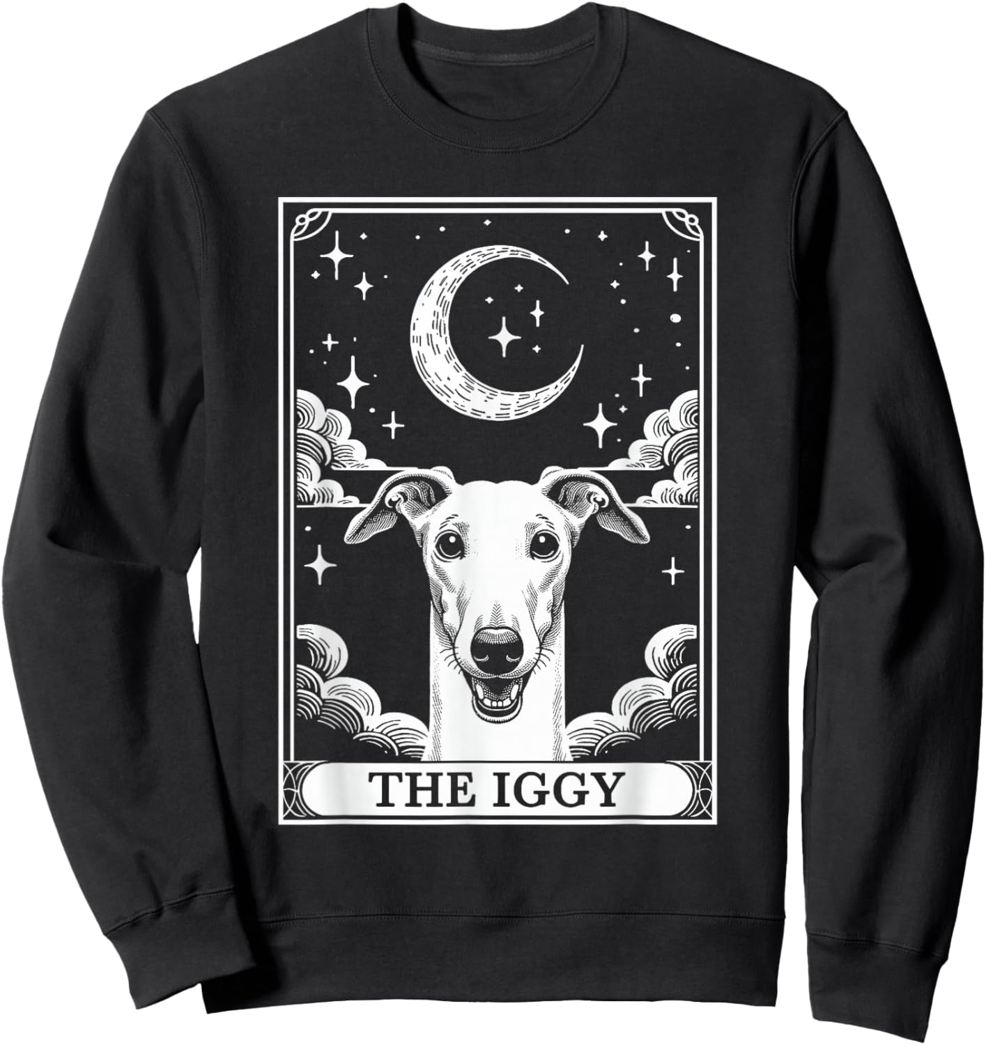 Tarot Card Vintage Crescent Moon Italian Greyhound Dog Mom Sweatshirt - Sweatshirt | Black