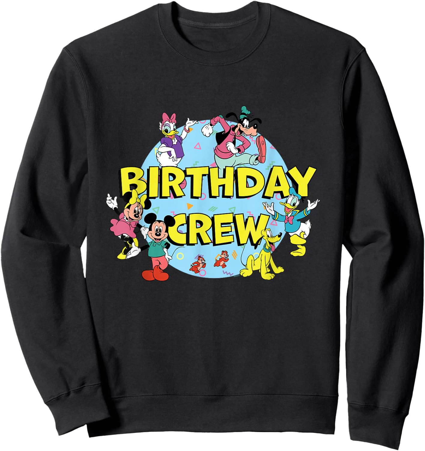 Disney Mickey and Friends Birthday Crew Party Matching Sweatshirt - Sweatshirt | Black