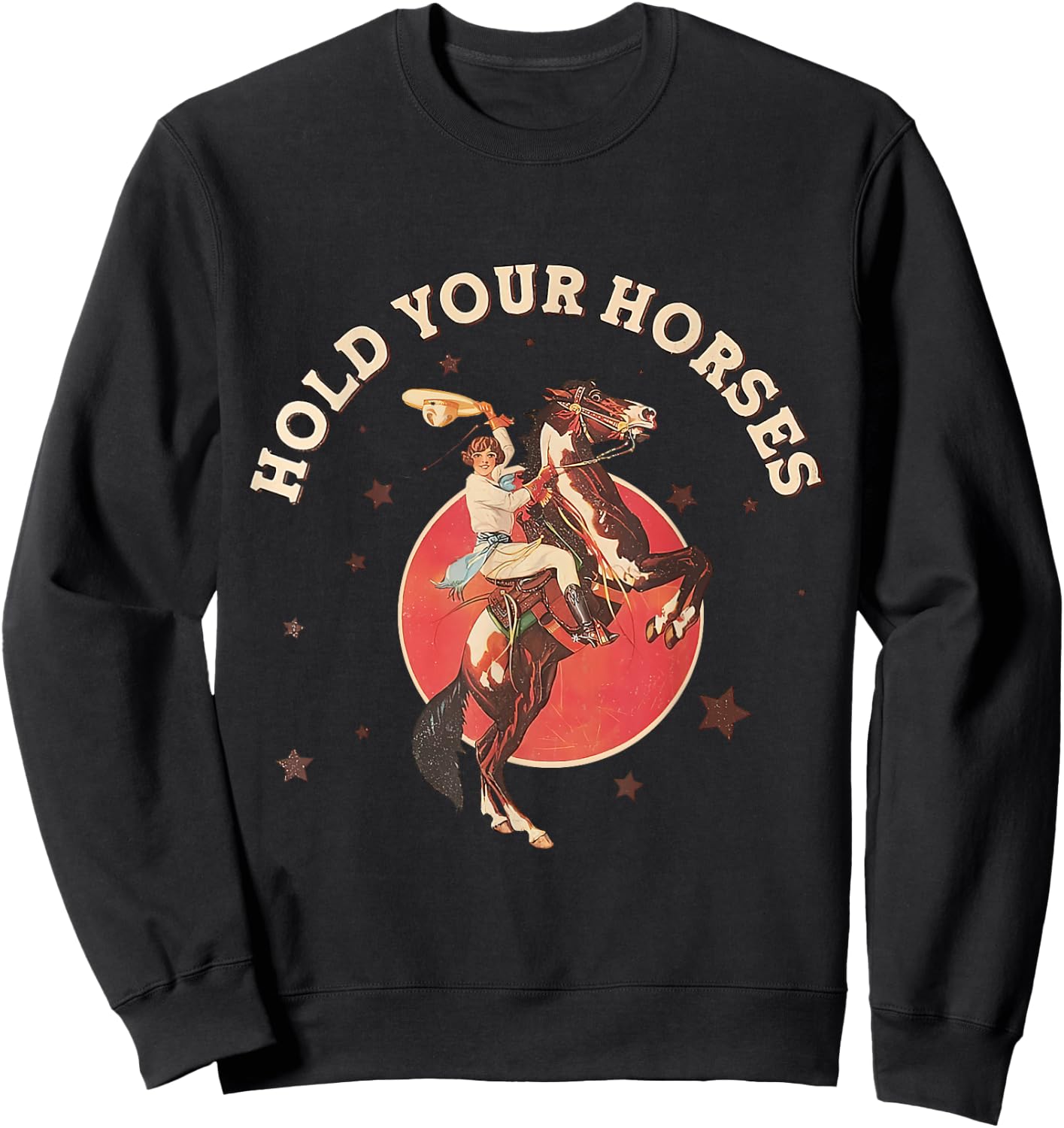 Hold Your Horses vintage Western Cowgirl Rodeo Sweatshirt - Sweatshirt | Black