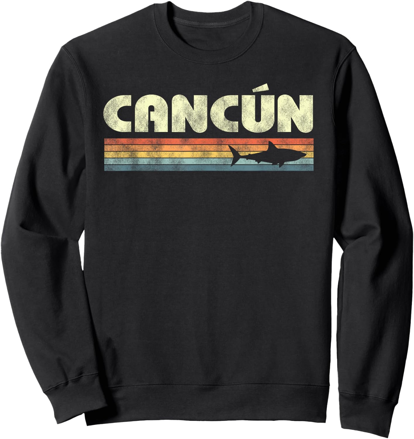 Retro Cancun Mexico Shark Souvenir Boys Girls Sweatshirt - Sweatshirt | Black