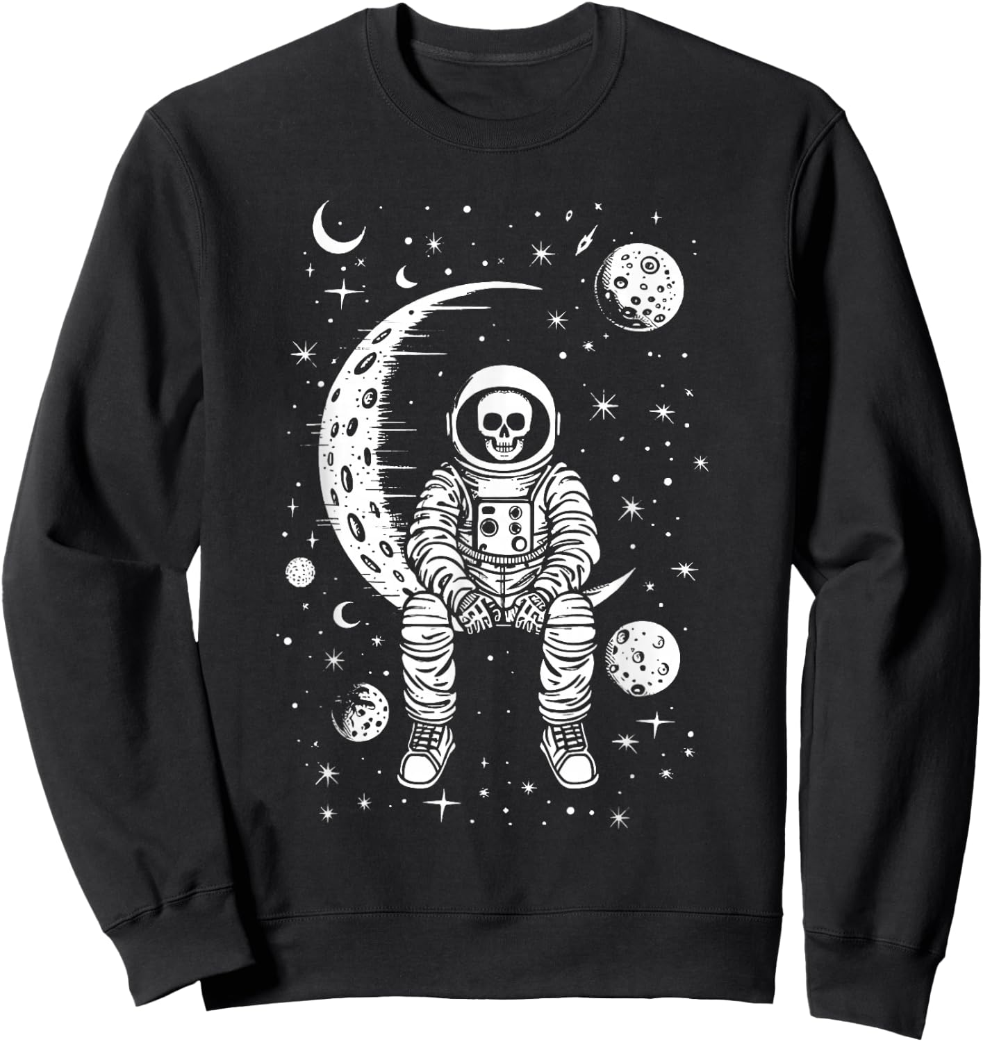 Skeleton Astronaut Halloween Costume Men Women Kids Boys Sweatshirt - Sweatshirt | Black