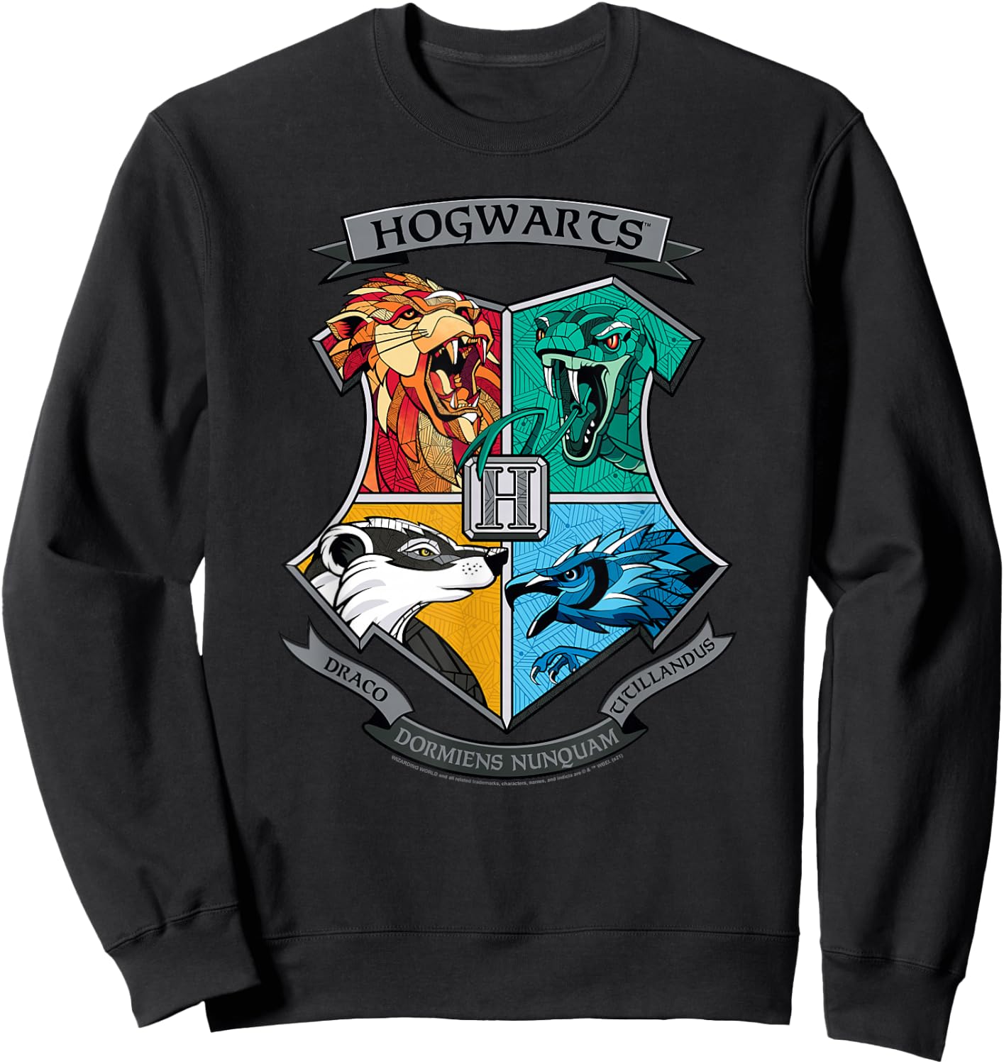 Harry Potter Mosaic Hogwarts Shield Sweatshirt - Sweatshirt | Black