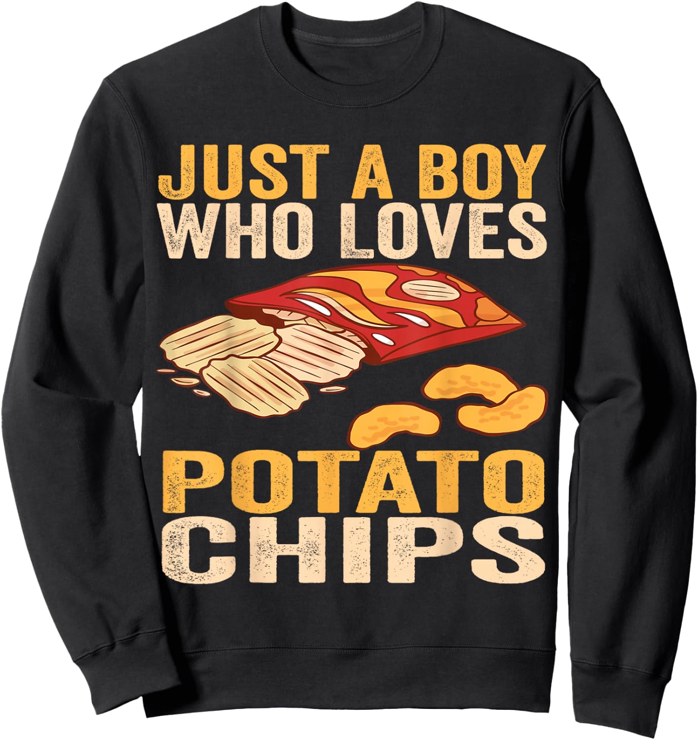 Just a Boy Who Loves Potato Chips Funny foodie son Toddlers Sweatshirt - Sweatshirt | Black