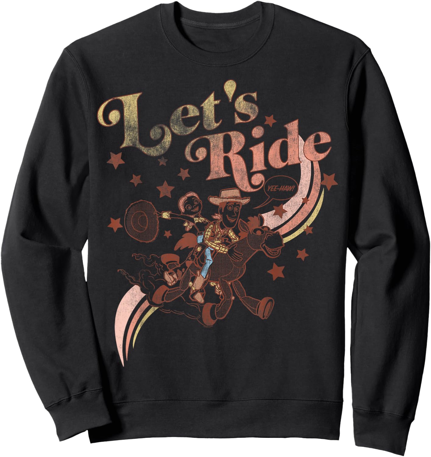 Disney Pixar Toy Story Jessie & Woody Let's Ride Gradient Sweatshirt - Sweatshirt | Black