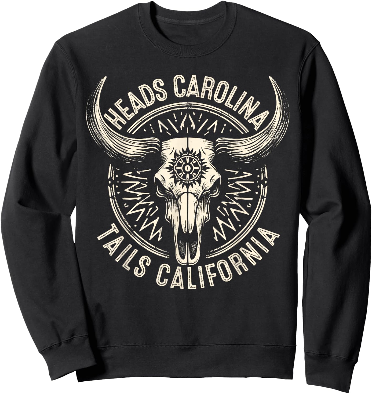 Heads Carolina Tail California Retro Vintage Sweatshirt - Sweatshirt | Black