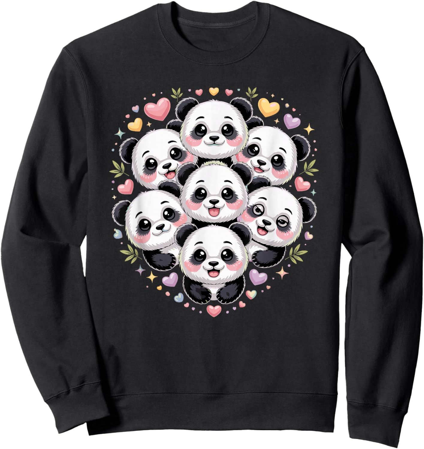 Kawaii Panda Bear Pandas Sweatshirt - Sweatshirt | Black
