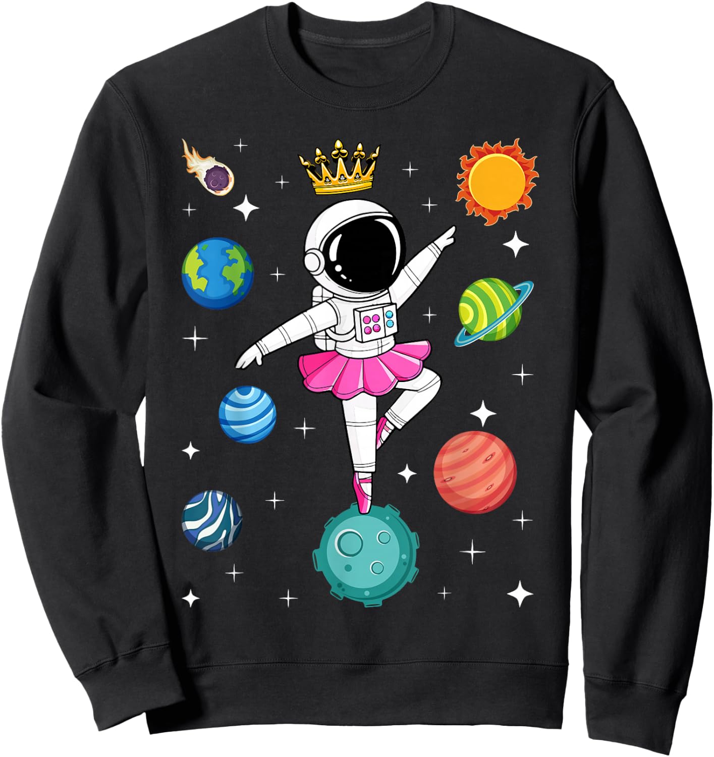 Ballerina Girl Space Astronaut Sweatshirt - Sweatshirt | Black