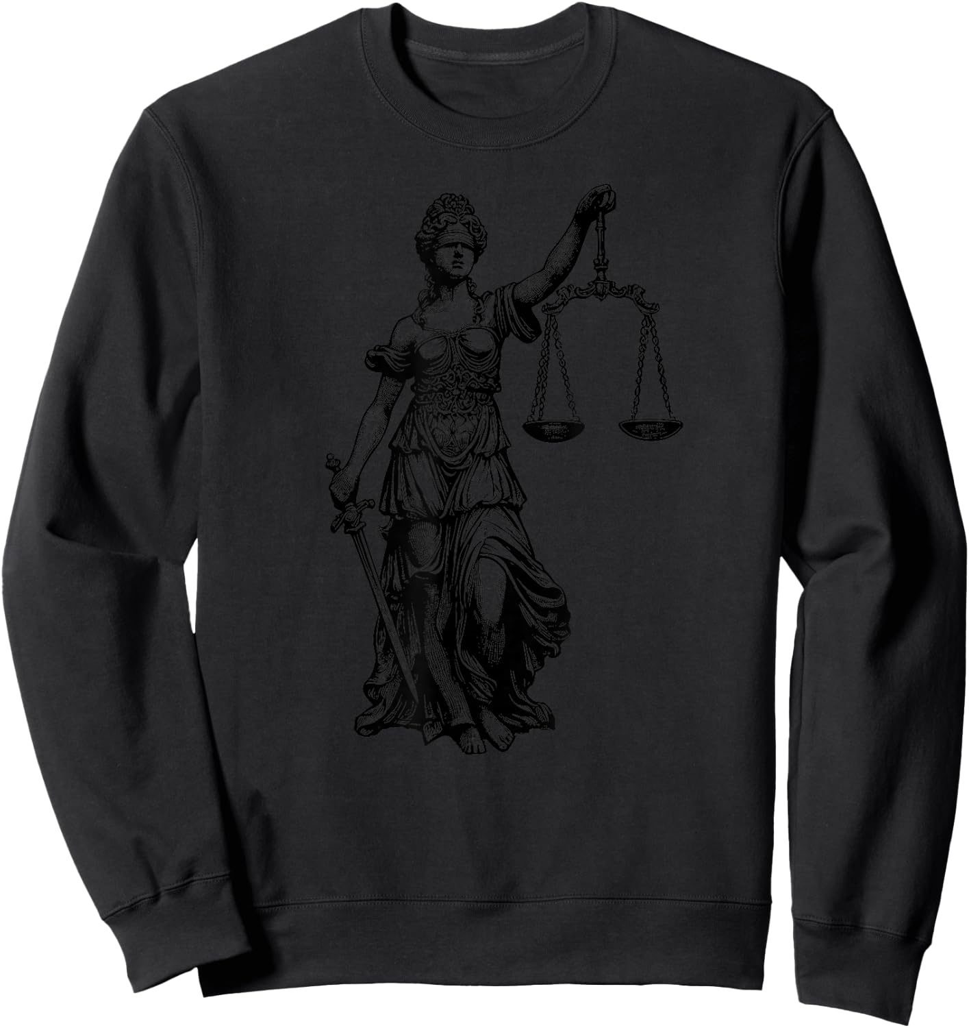 Lady Justice Greek Goddess Themis Law Lawyer , Small, Grey Sweatshirt - Sweatshirt | Black