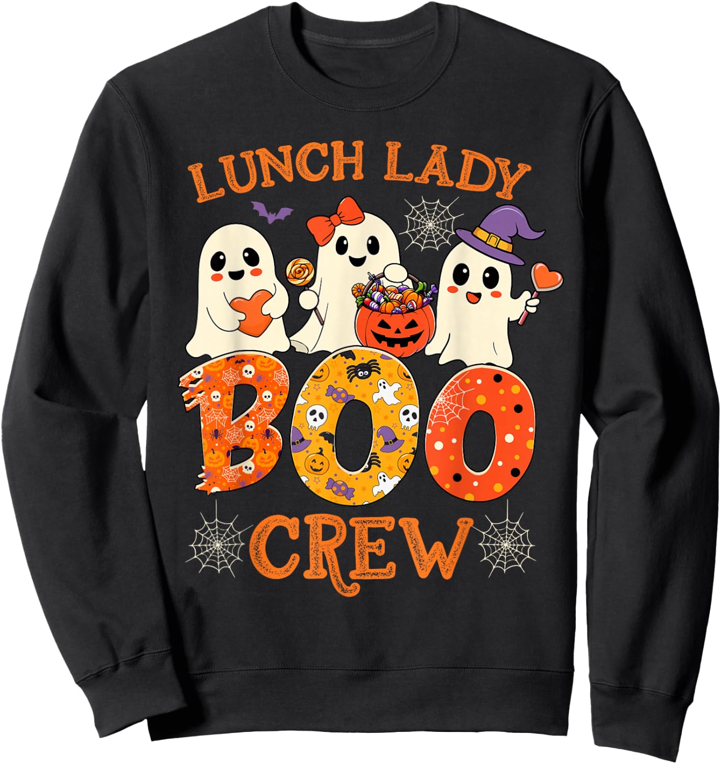 Lunch Lady Boo Crew Funny Halloween Spooky Costume Women Sweatshirt - Sweatshirt | Black