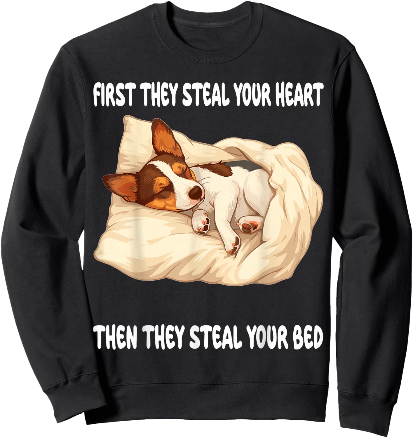 Rat Terrier Sleeping Pajamas Nightgown Sweatshirt - Sweatshirt | Black