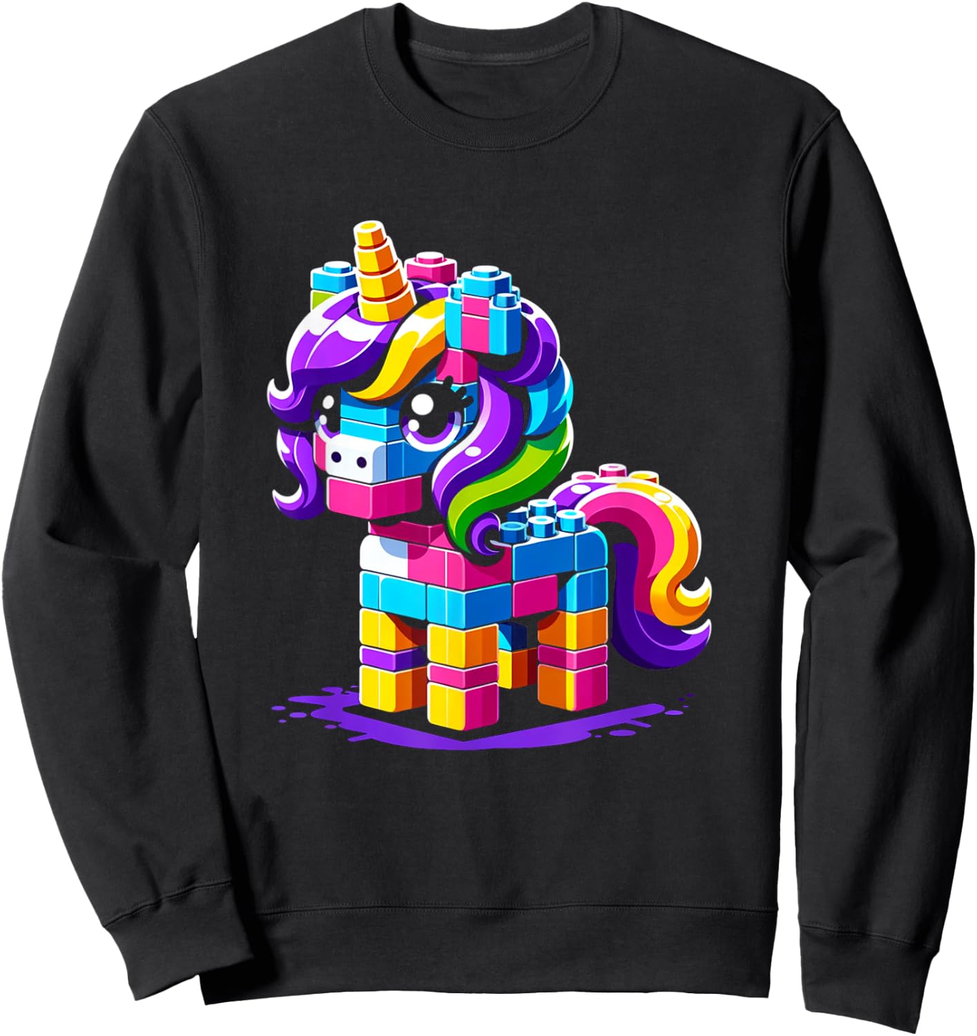 Block Building Unicorn Lover Master Builder Bricks Sweatshirt - Sweatshirt | Black
