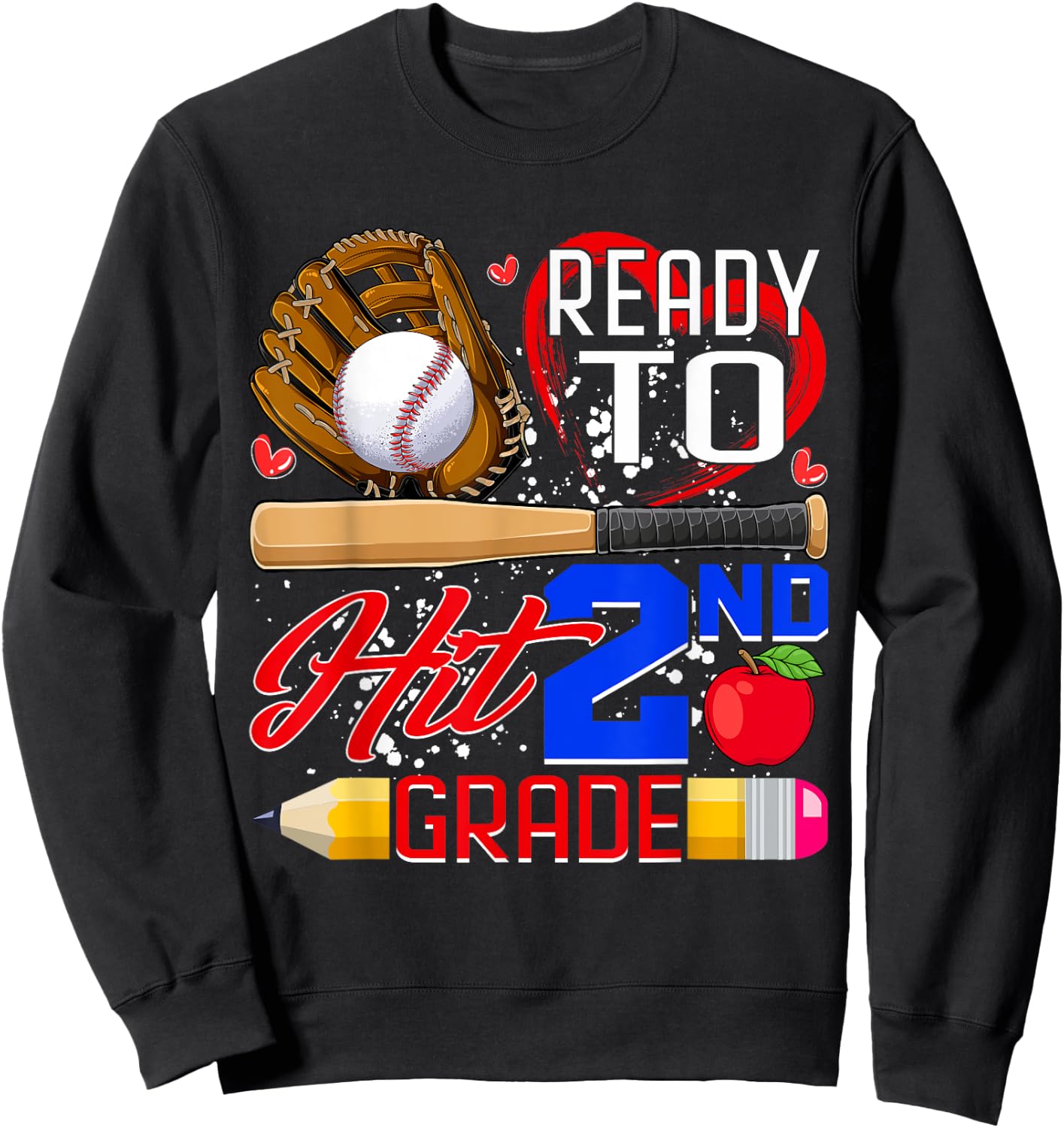 Ready To Hit 2nd Grade Back To School Baseball Lovers Boys Sweatshirt - Sweatshirt | Black