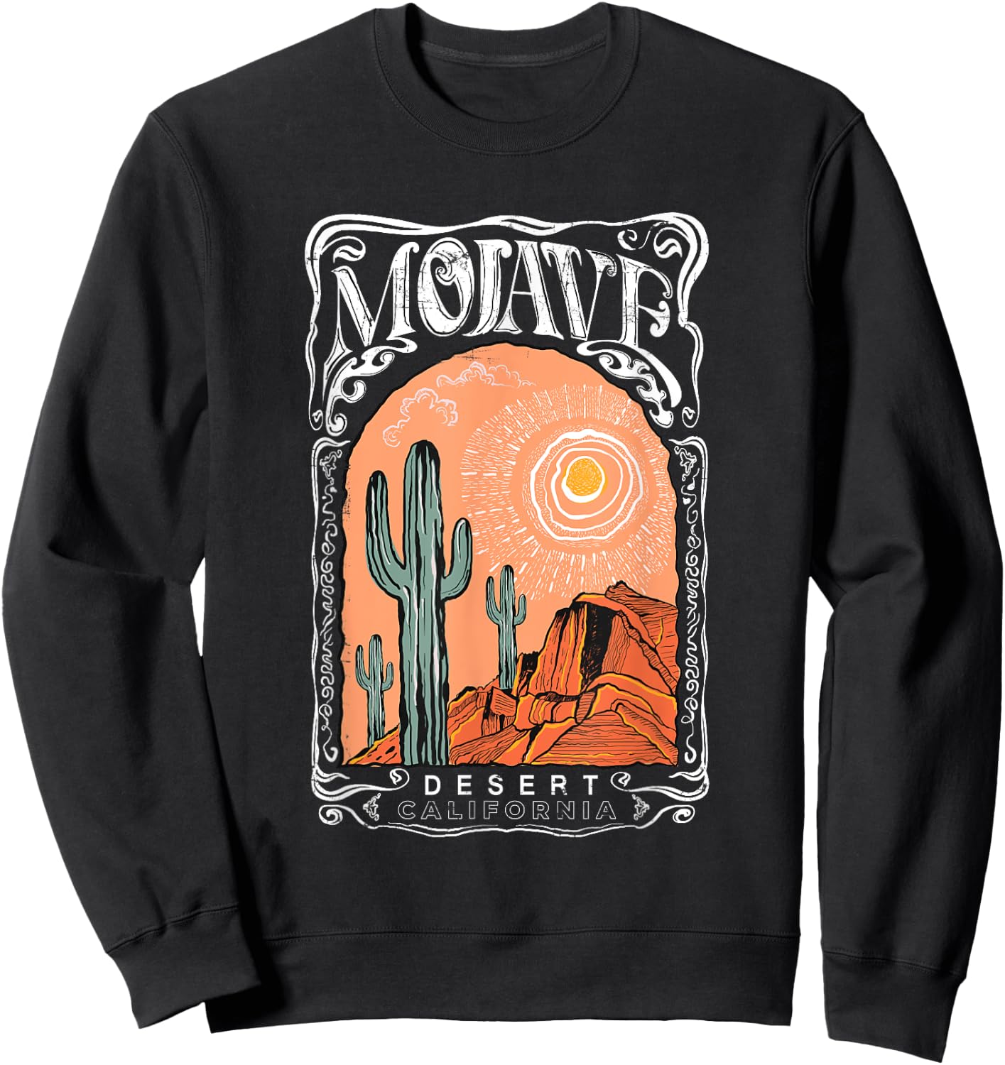 Vintage Mojave Desert Summer Cactus And California Sun Sweatshirt - Sweatshirt | Black