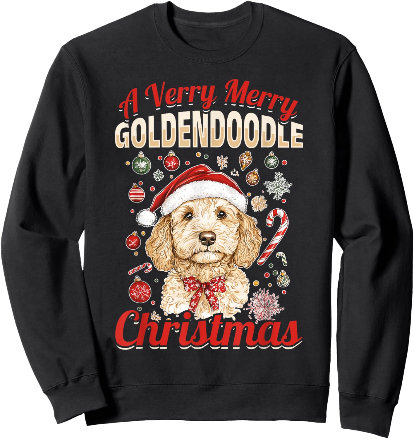 Goldendoodle Christmas Dog Breed A Very Merry Goldendoodle Sweatshirt - Sweatshirt | Black