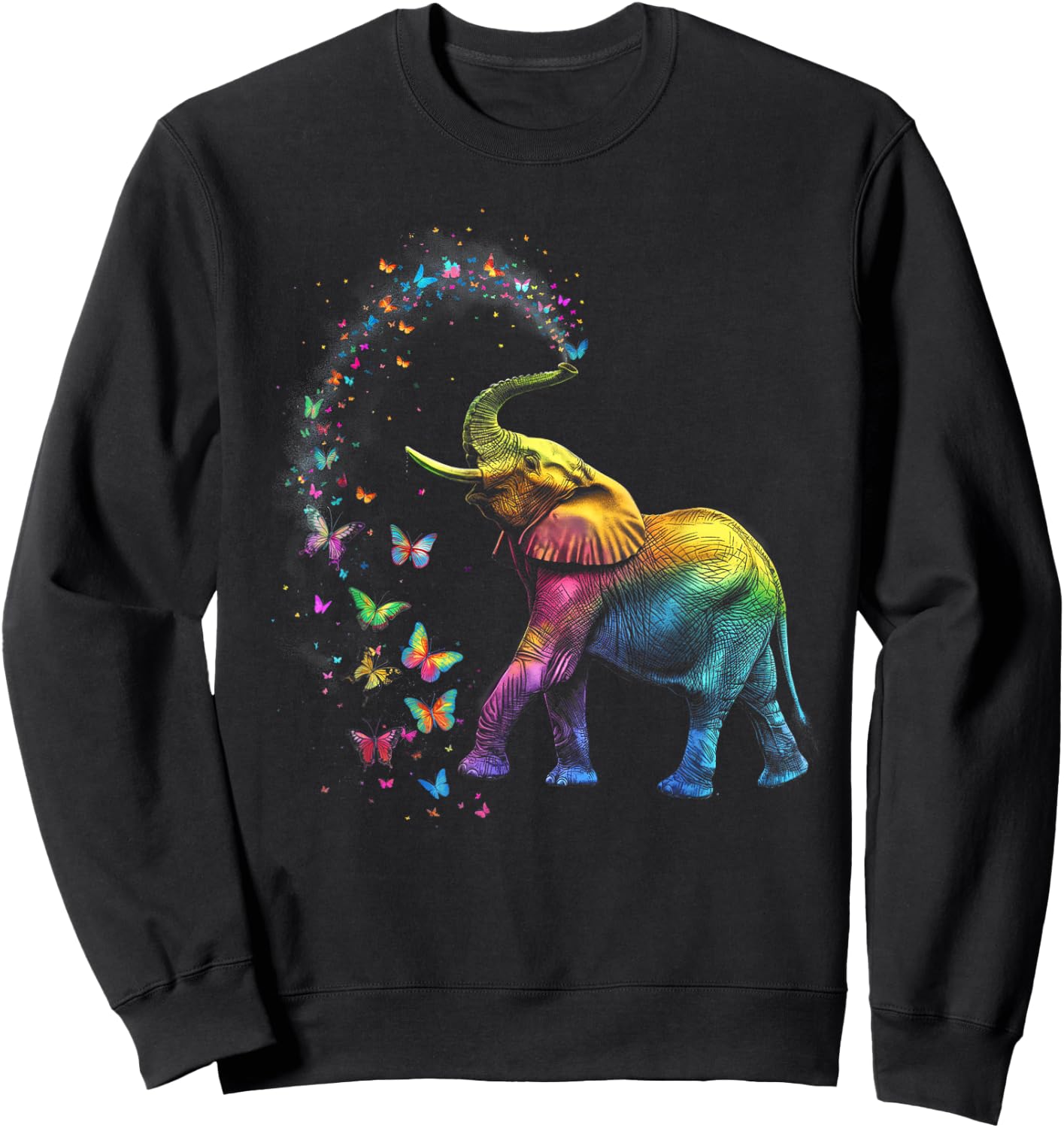 Elephant Spraying Butterflies Funny Elephant Lover Sweatshirt - Sweatshirt | Black