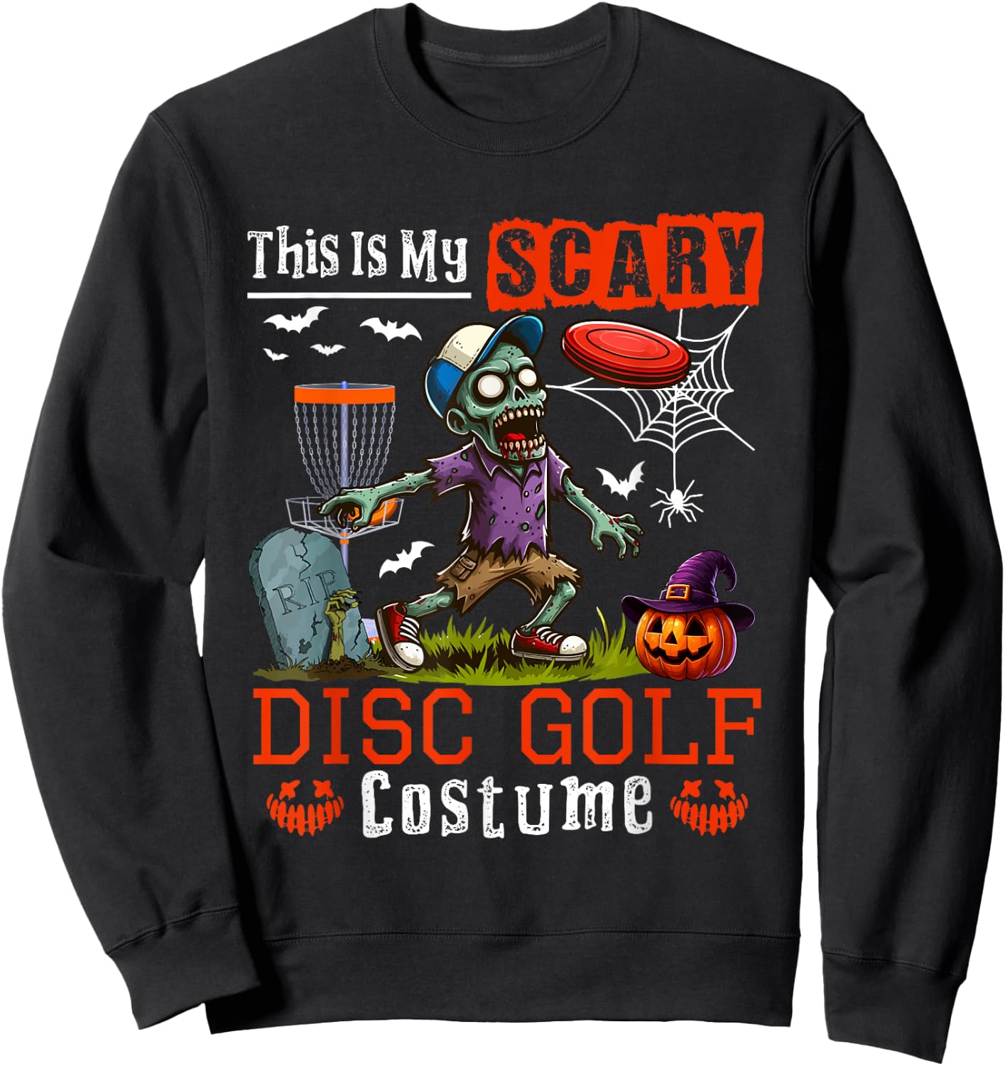 My Scary Disc Golf Costume Horror Halloween Player Kids Sweatshirt - Sweatshirt | Black