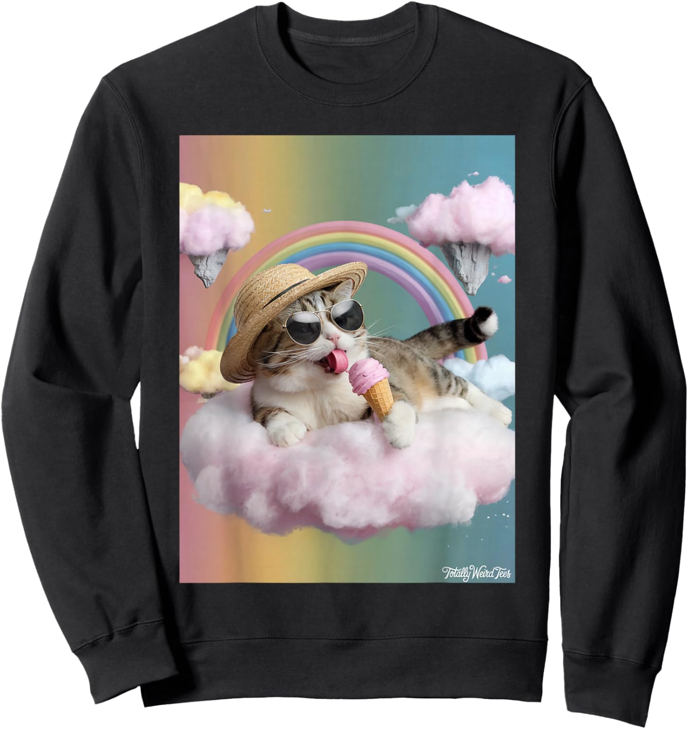 Rainbow Cat Dream Ice Cream Fantasy Sweatshirt - Sweatshirt | Black