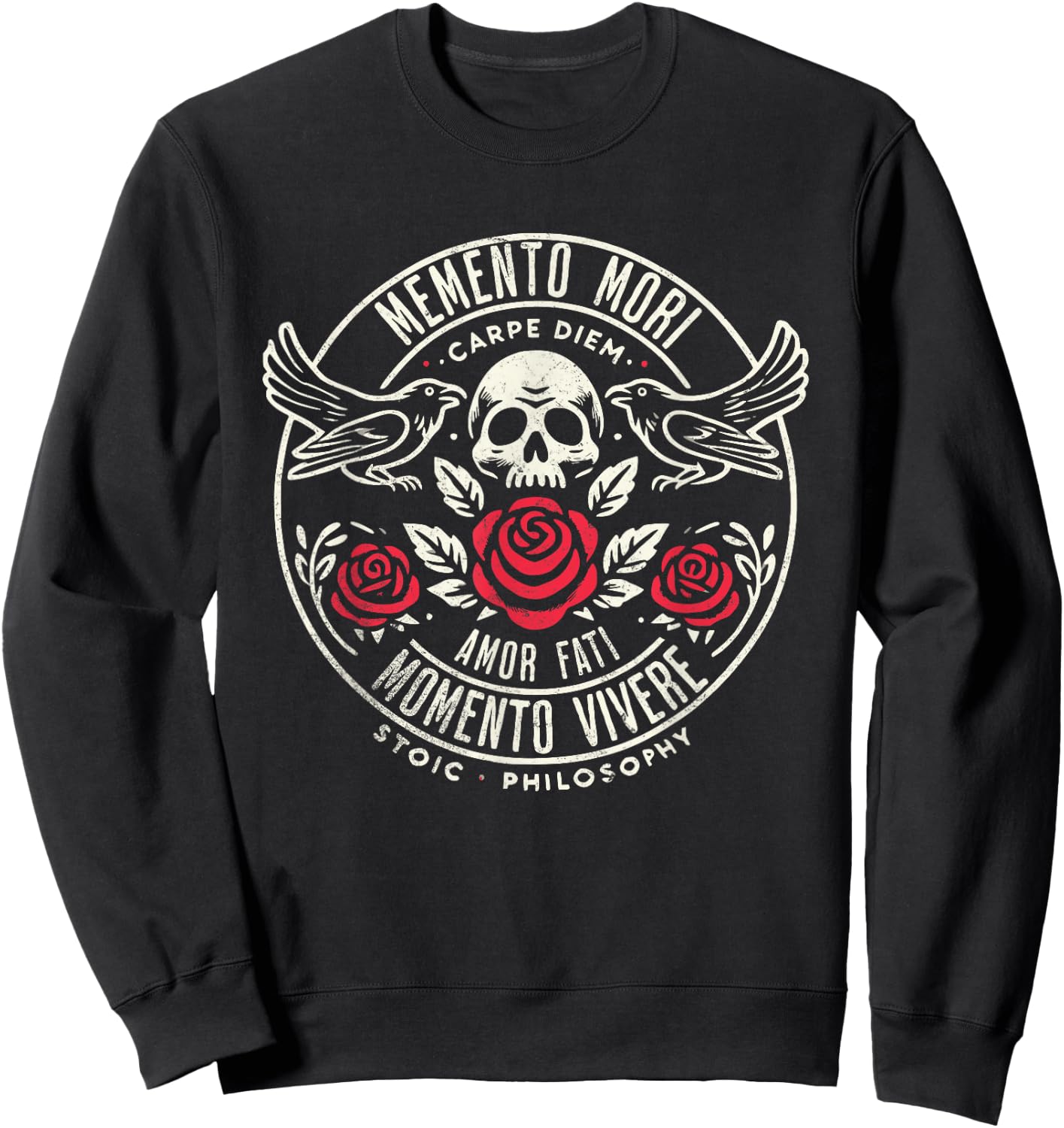 Memento Mori, Amor Fati, Stoic Quote Philosophy Sweatshirt - Sweatshirt | Black