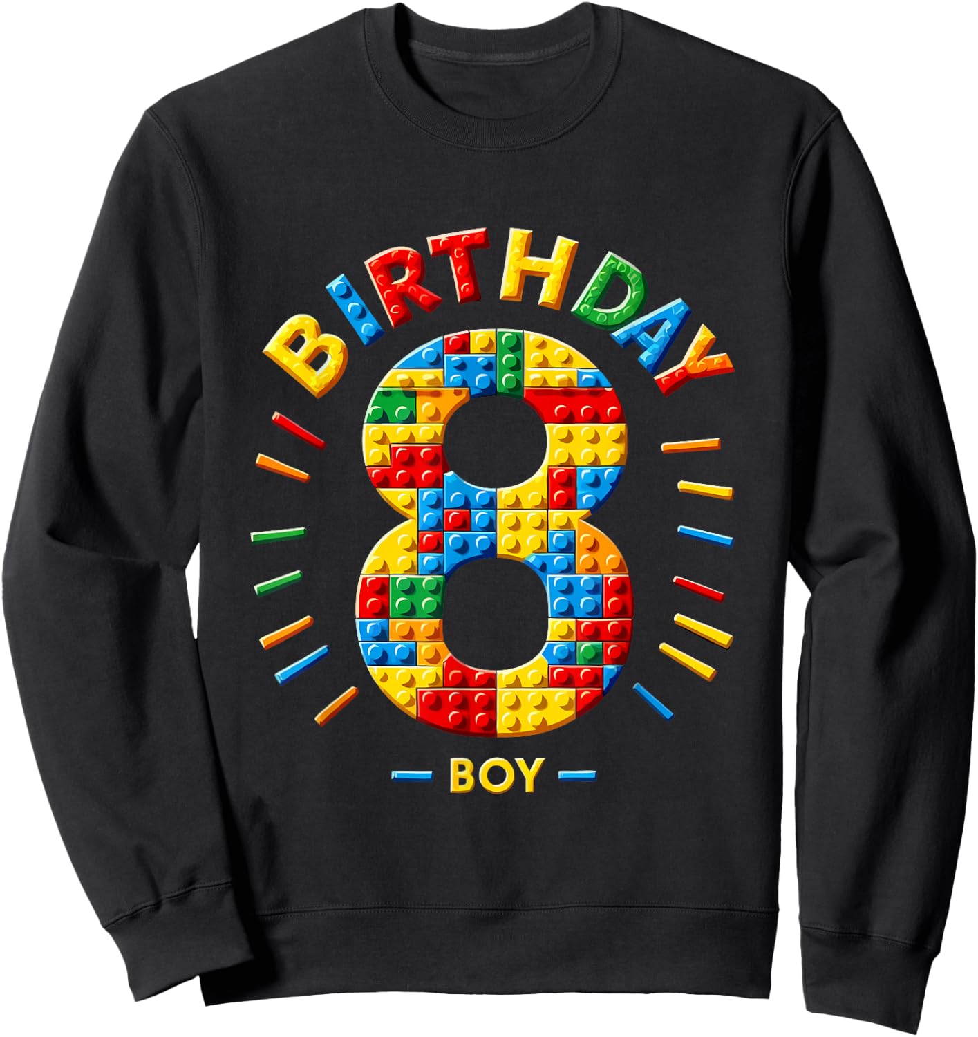 Master Builder 8th Birthday Boy 8 Eight Year Building Bricks Sweatshirt - Sweatshirt | Black