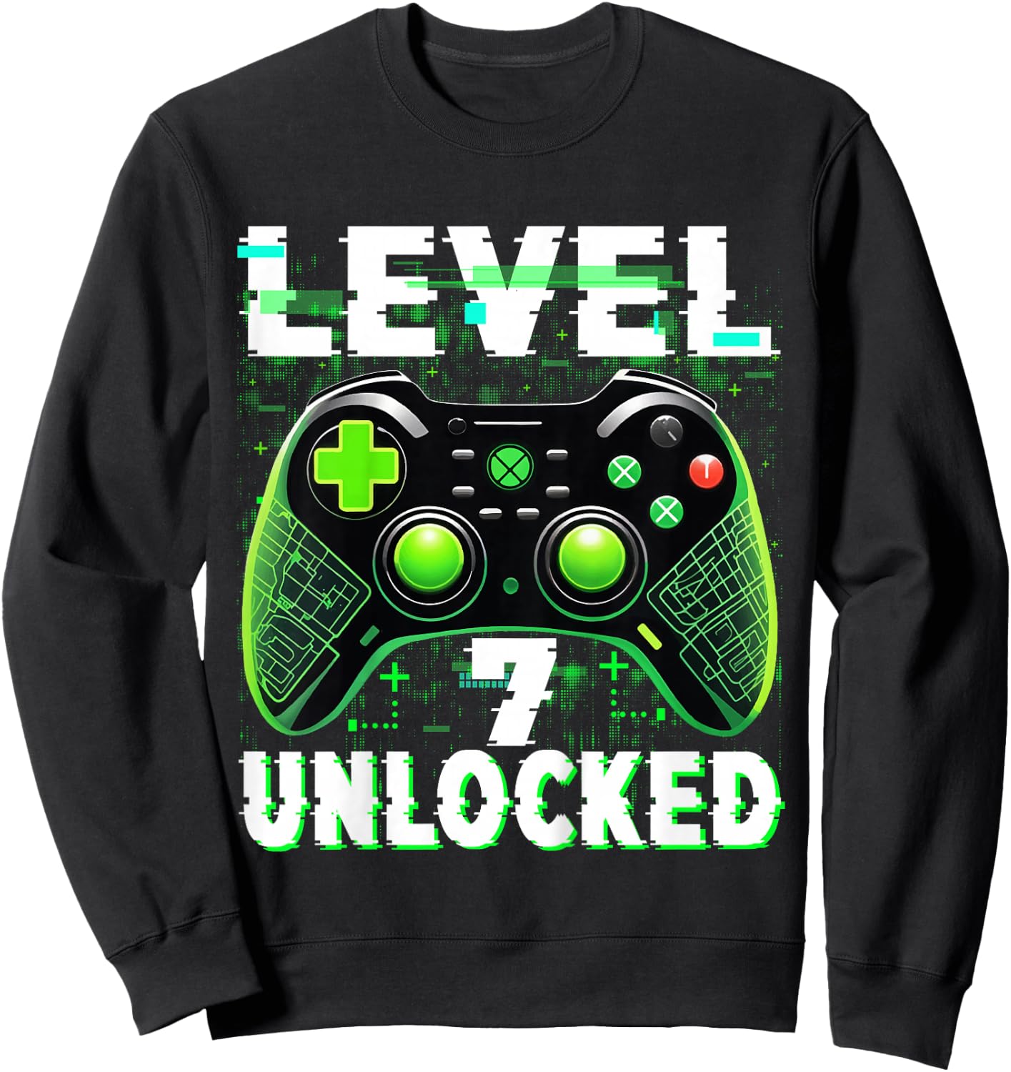 Kids Level 7 Unlocked Shirt Funny Video Gamer Geek 6th Birthday Sweatshirt - Sweatshirt | Black