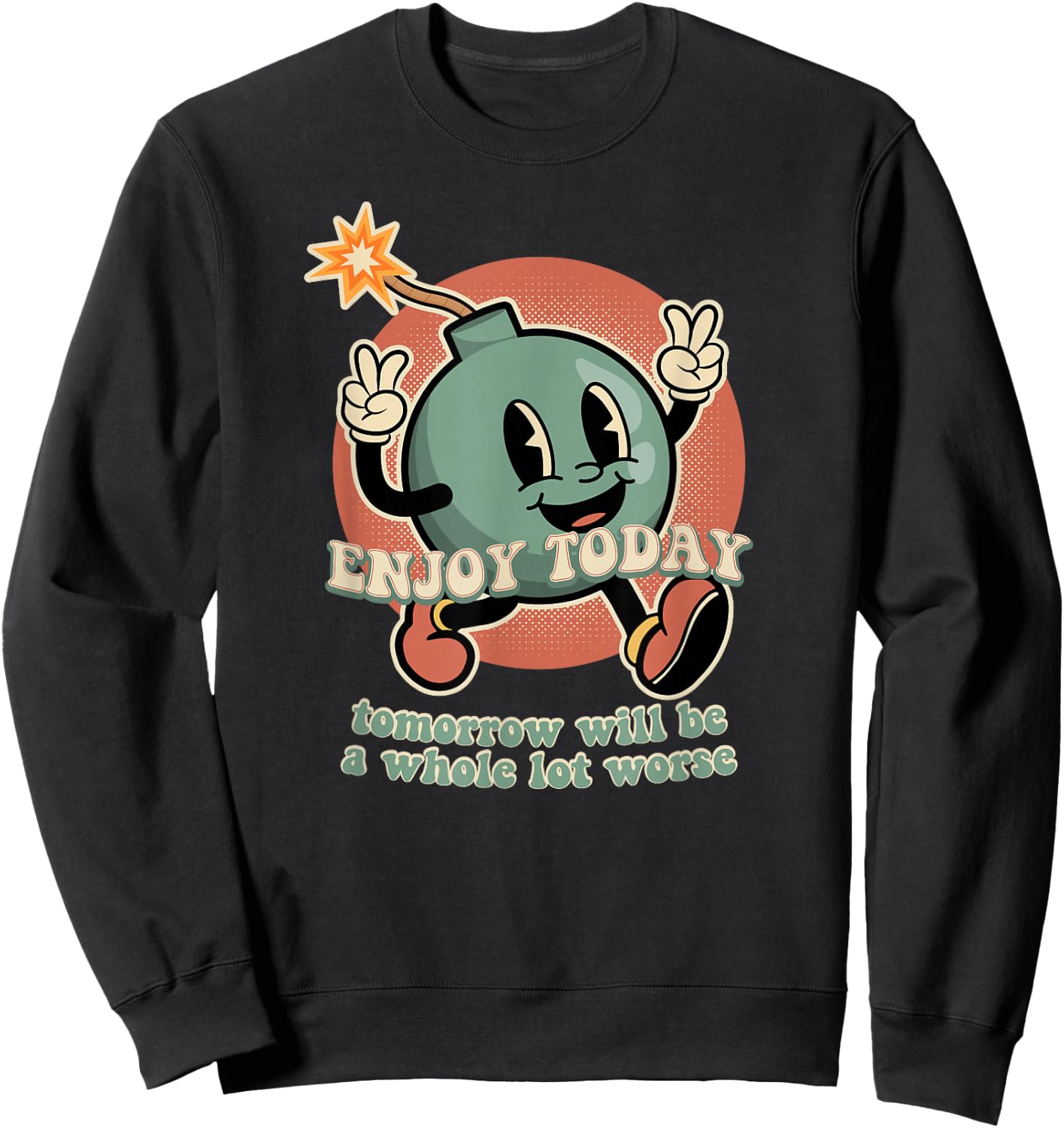 Retro Cartoon Bomb Nihilism - Classic Fit, , Short Sleeve, Black Sweatshirt - Sweatshirt | Black