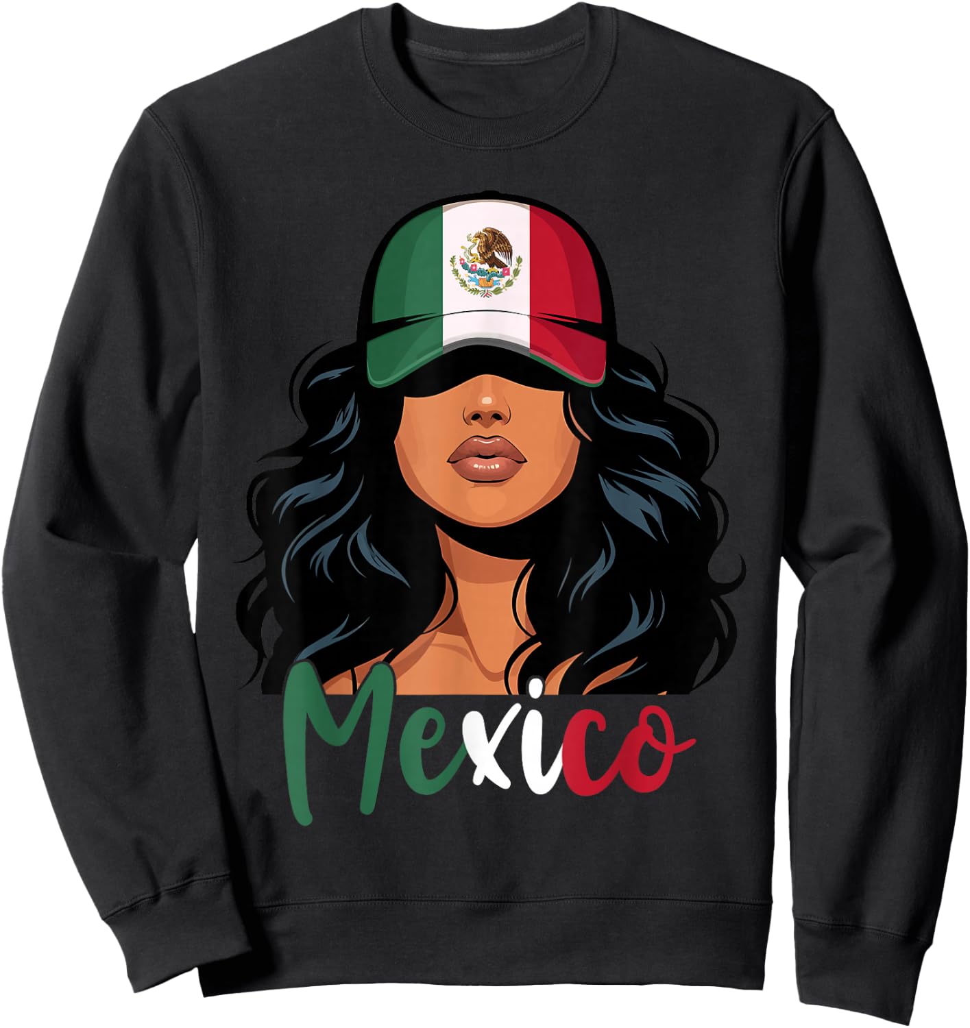 Mexican Girl Mexico Flag Proud Mexicana Women Sweatshirt - Sweatshirt | Black