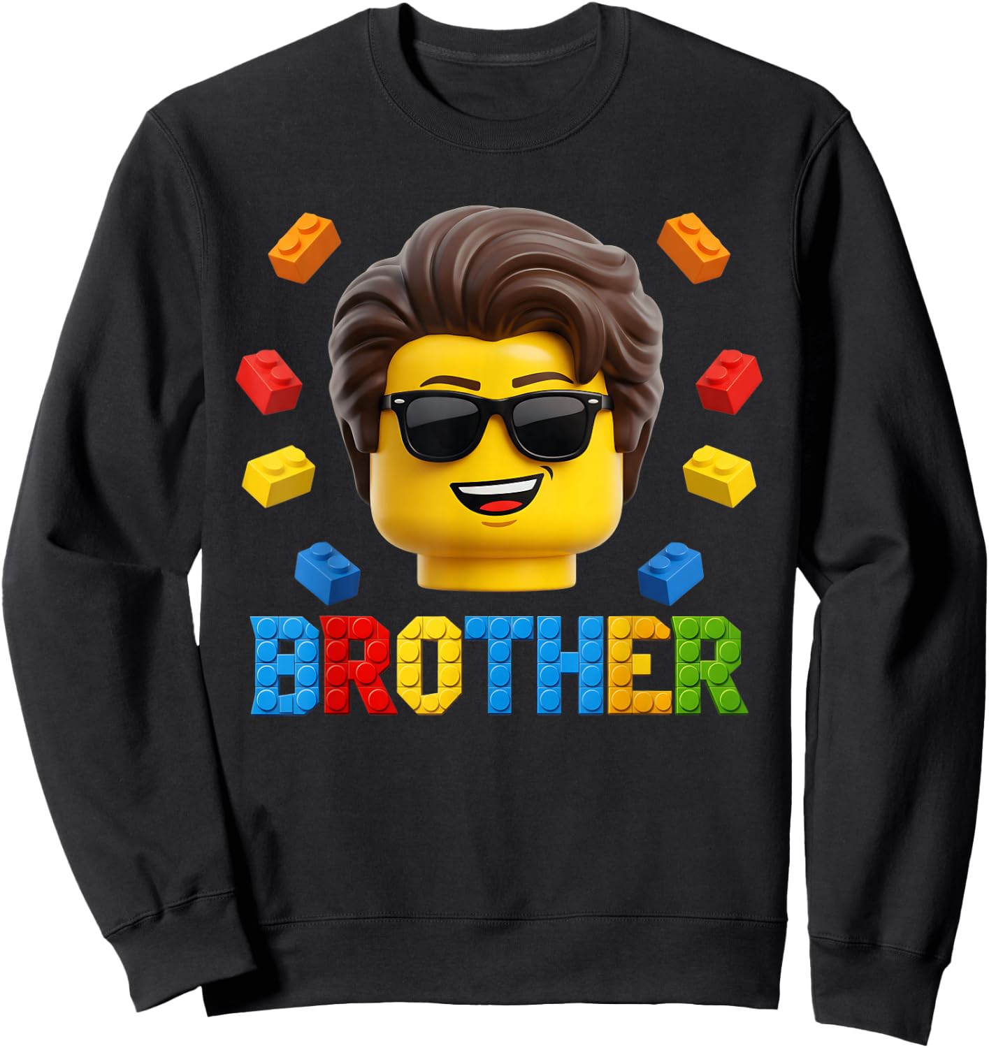 Brother Master Builder Boy Building Bricks Blocks Family Sweatshirt - Sweatshirt | Black