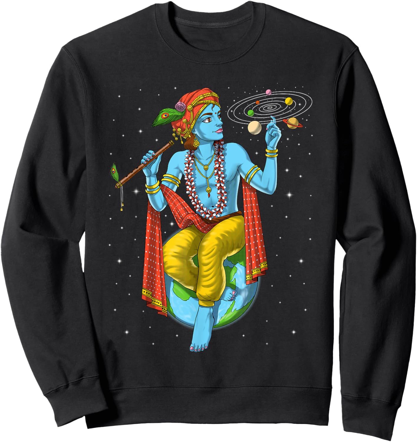 Lord Krishna Hindu God Hinduism Spiritual Yoga Meditation Sweatshirt - Sweatshirt | Black
