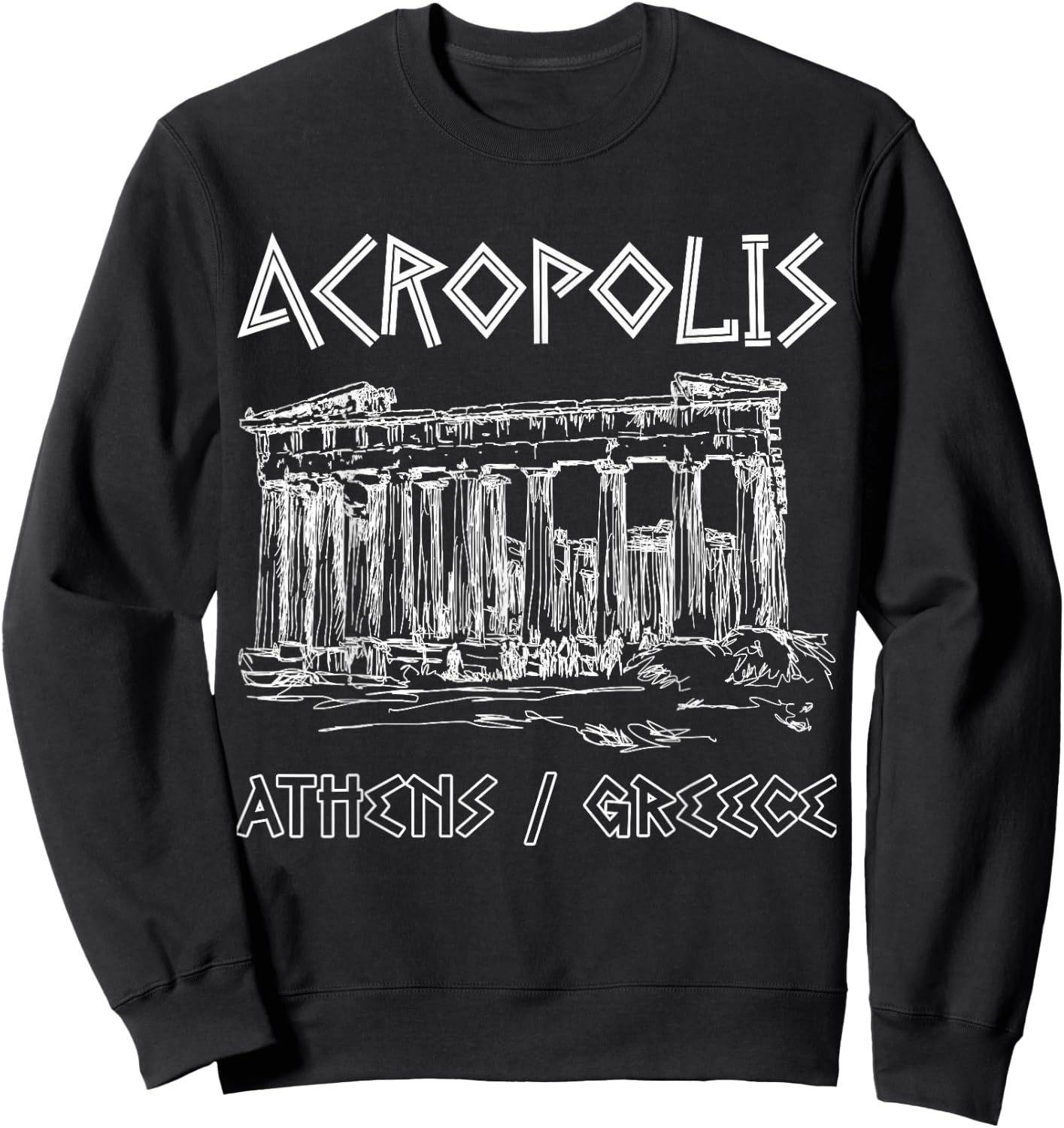 Acropolis Athens Greece Souvenir Greek Parthenon Sweatshirt - Sweatshirt | Black