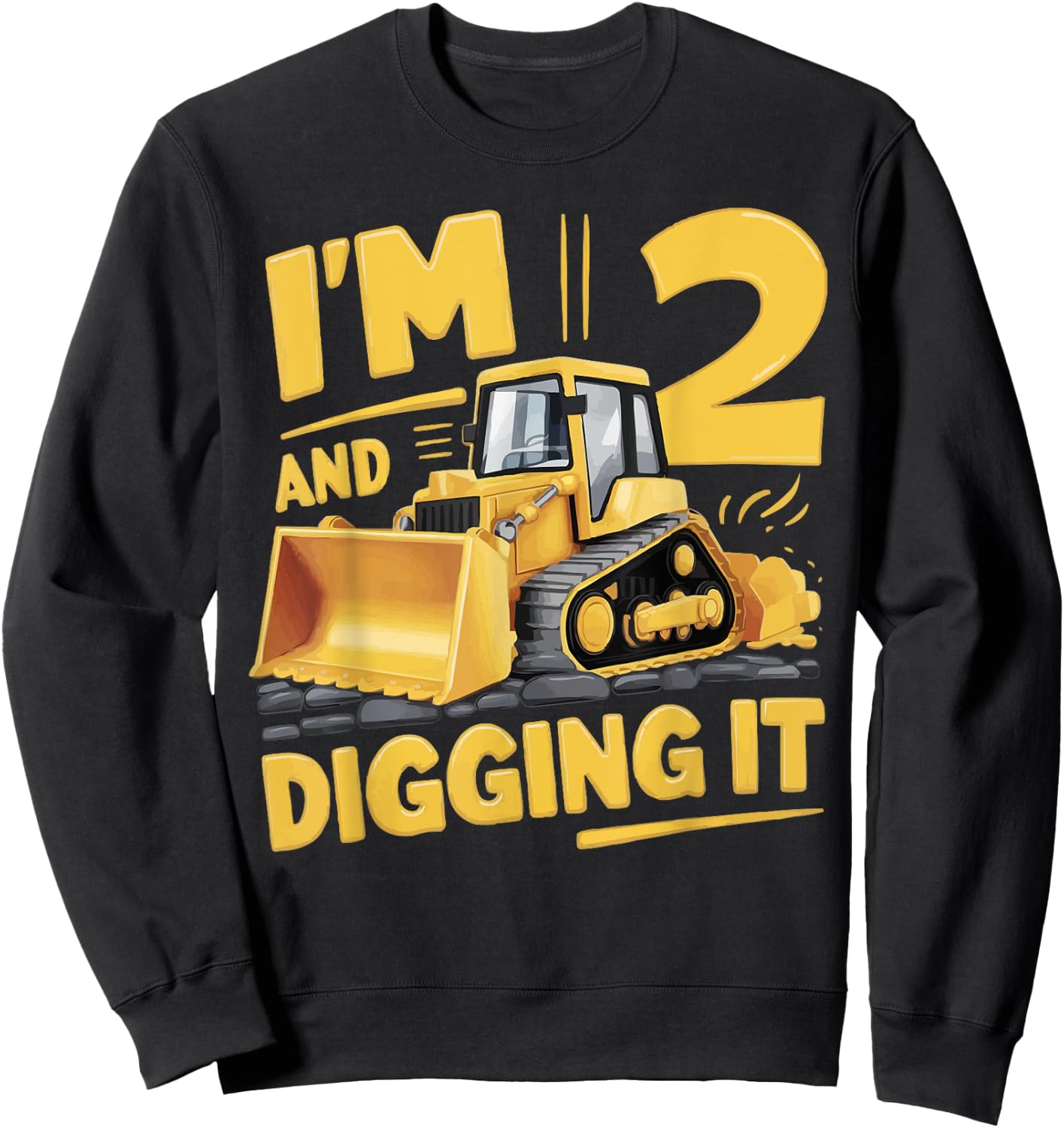 Construction Truck 2th Birthday 2 Years Old Digger Builder Sweatshirt - Sweatshirt | Black
