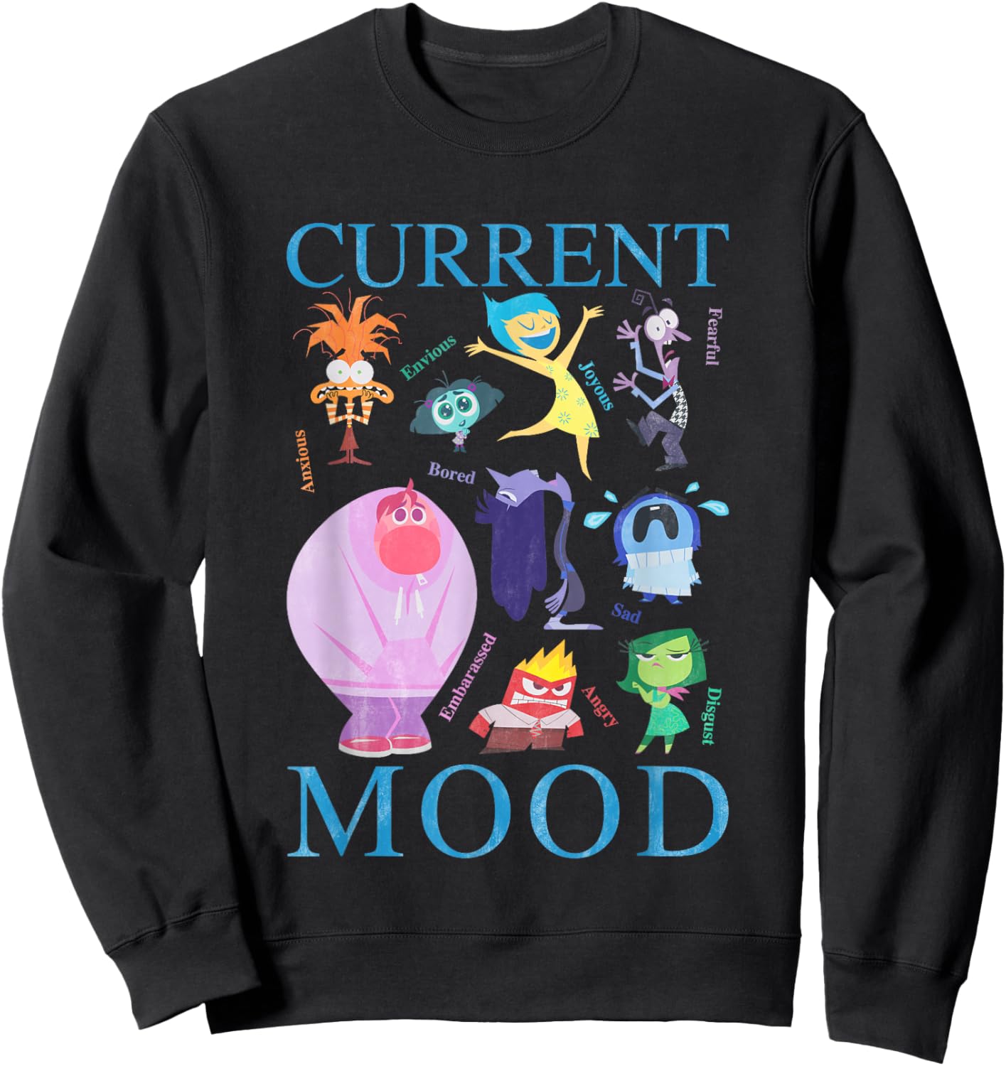 Disney Pixar Inside Out 2 Current Mood Many Emotions Vintage Sweatshirt - Sweatshirt | Black