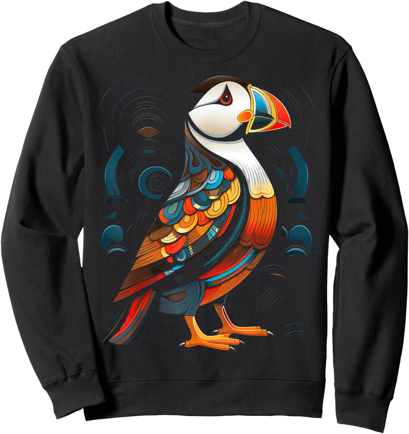 Puffin Animal Motif Artwork Puffin Sweatshirt - Sweatshirt | Black
