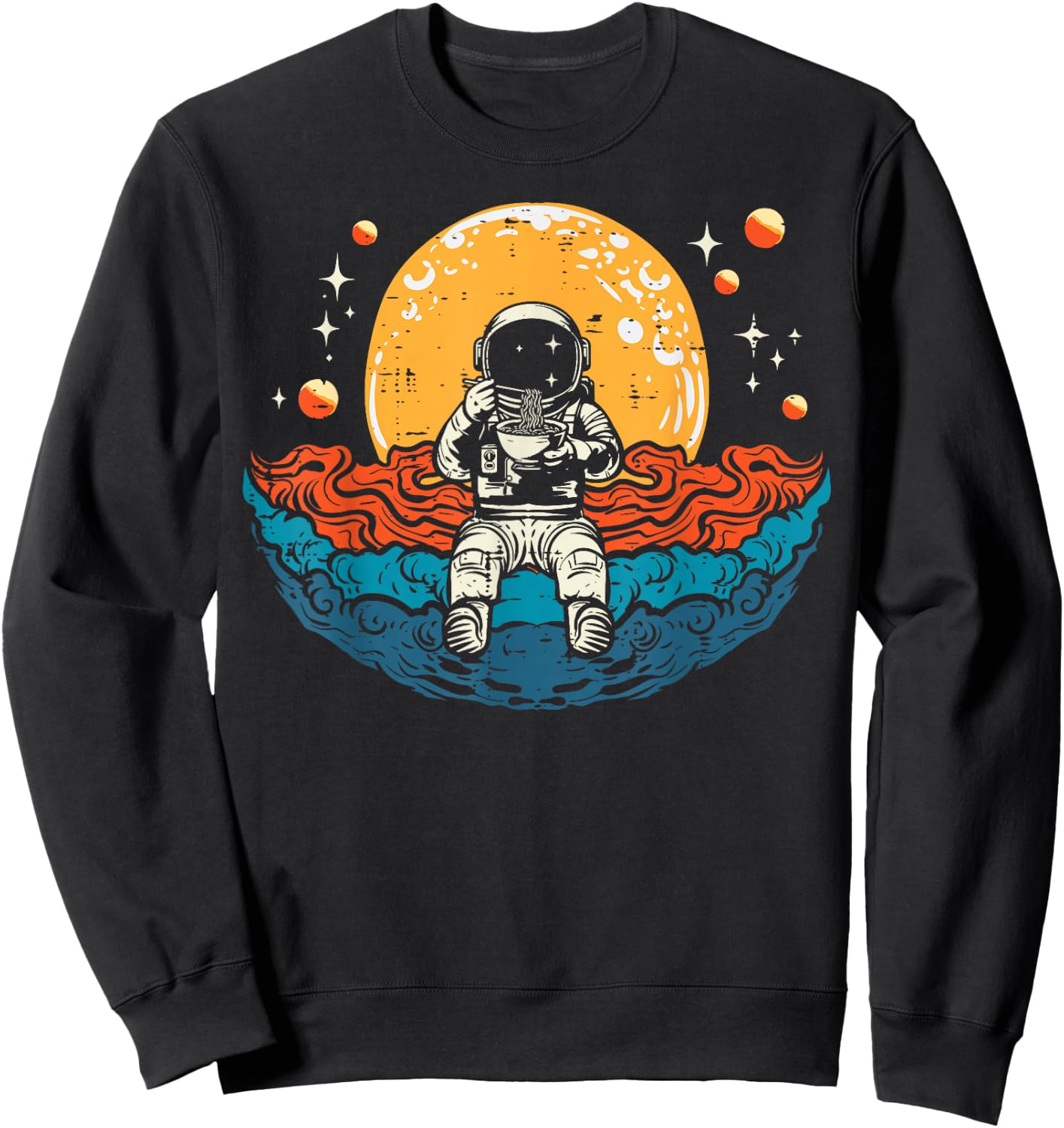 Astronaut Ramen Wave Space Japanese Noodle Men Women Kids Sweatshirt - Sweatshirt | Black