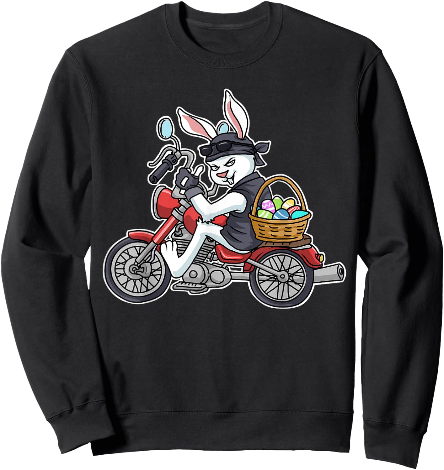 Easter Bunny Motorcycle Men Biker Gifts Women Braap Sweatshirt - Sweatshirt | Black