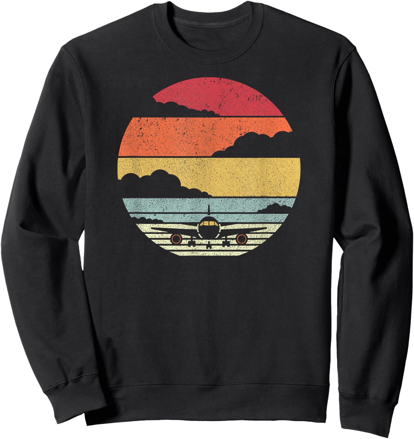 Airplane Shirt. Retro Style Pilot Sweatshirt - Sweatshirt | Black