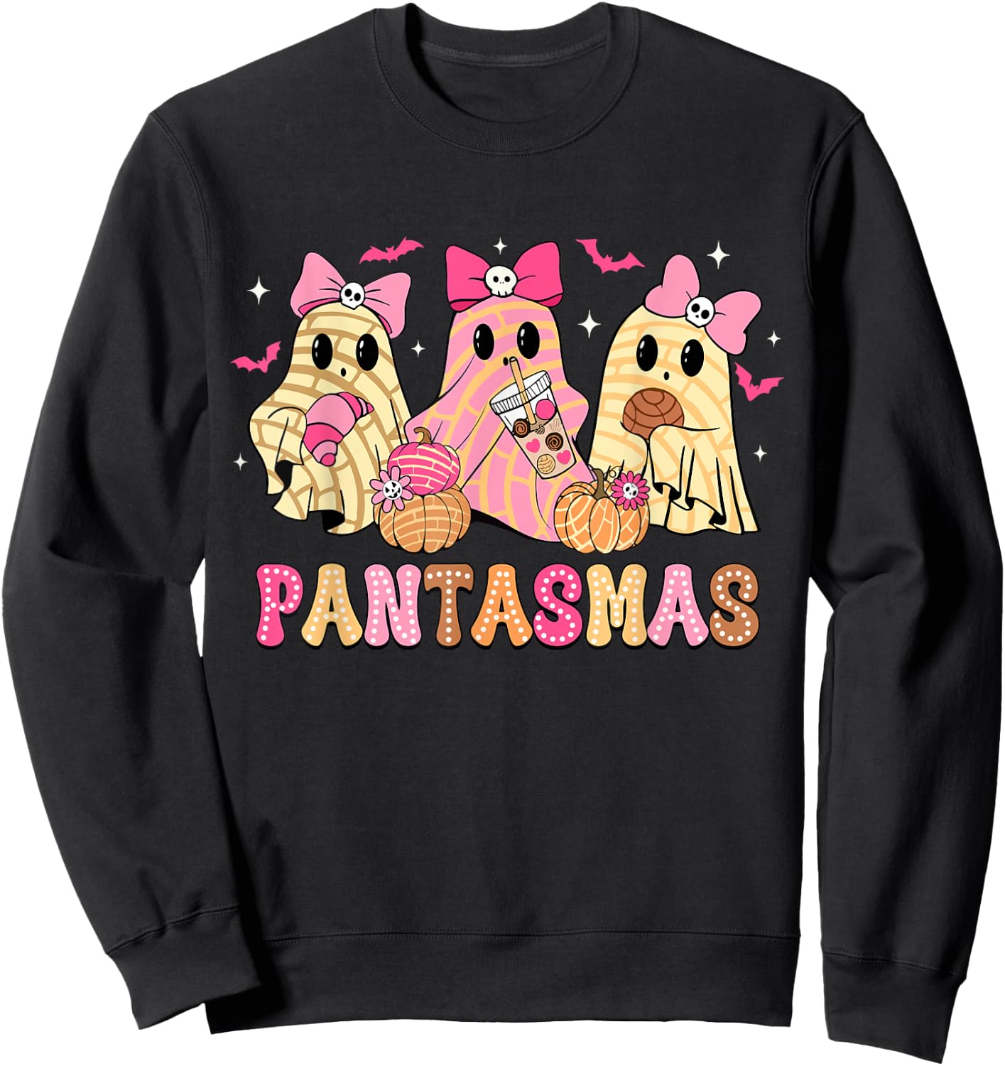 Pantasmas Ghost Funny Spooky Conchas Mexican Halloween Ghost Sweatshirt - Sweatshirt | Black