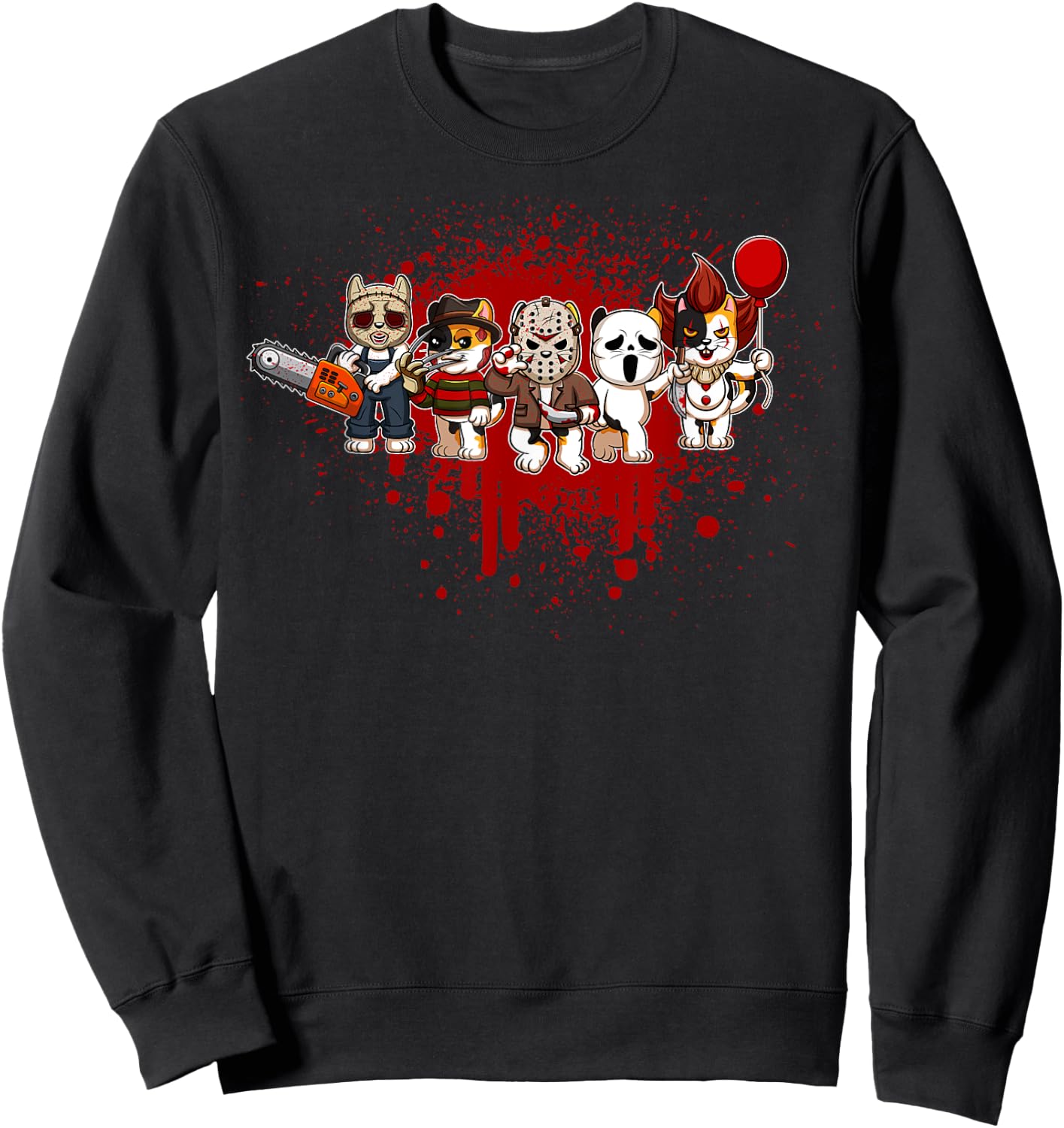 My Little Horror Crew - Halloween Calico Cat Women Sweatshirt - Sweatshirt | Black