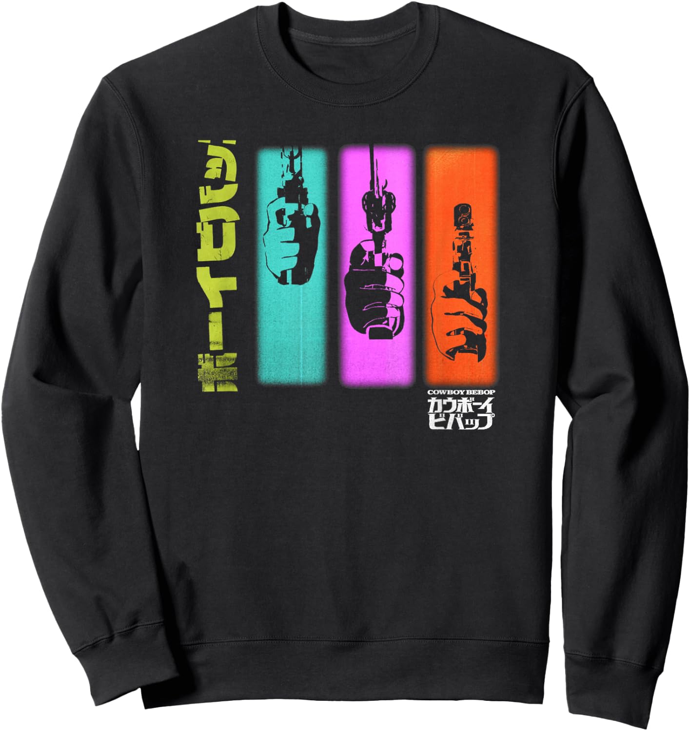 Cowboy Bebop Hand Gun Colorful Panels Sweatshirt - Sweatshirt | Black