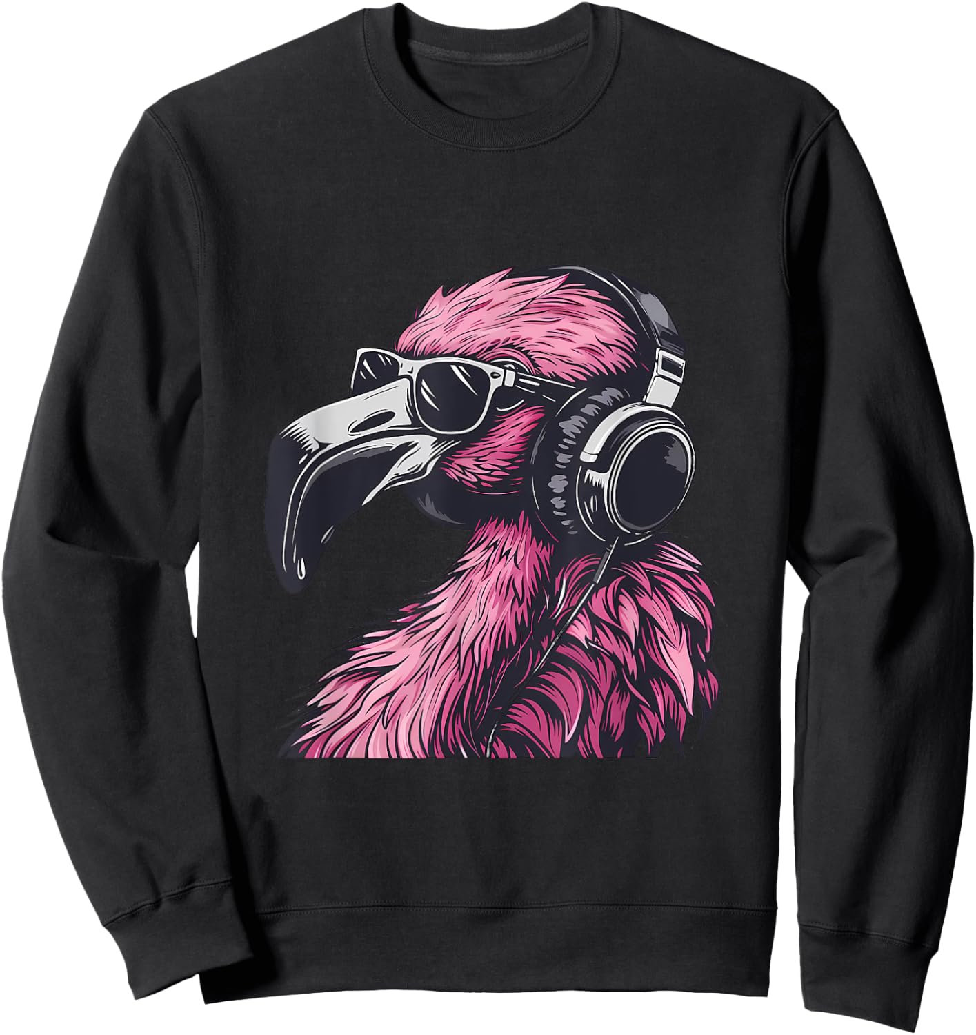 DJ Flamingo Bird Turntable DJ Flamingo Pink Flamingo Lover Sweatshirt - Sweatshirt | Black